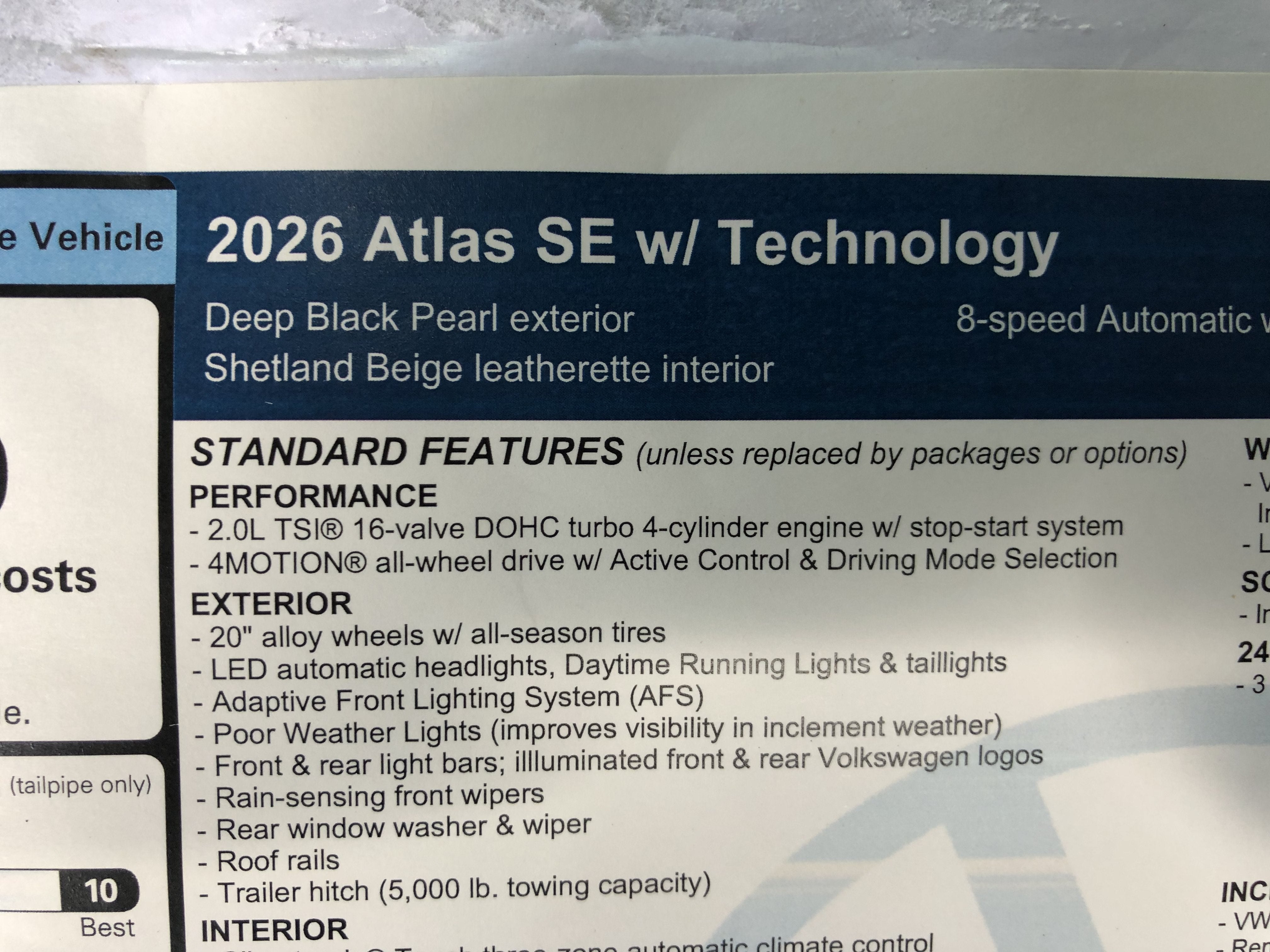 2026 Volkswagen Atlas 2.0T SE w/Technology w/black wheel package