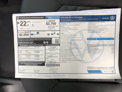 2026 Volkswagen Atlas 2.0T SE w/Technology w/captains chairs and black wheel package