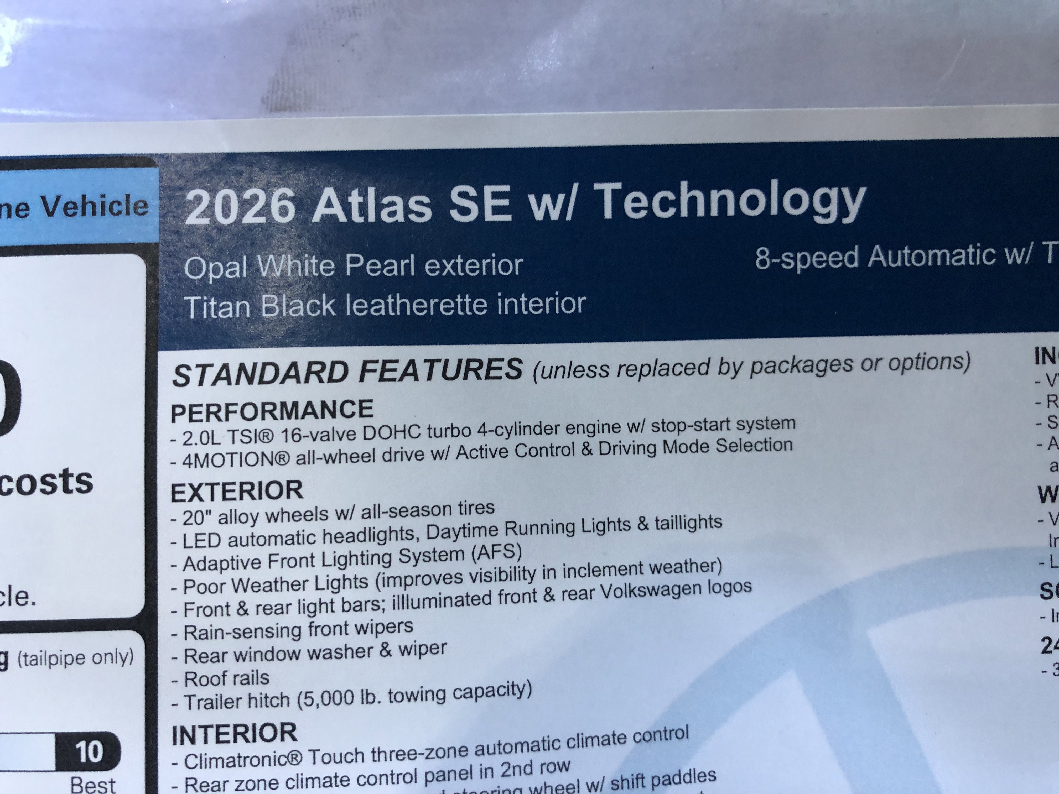 2026 Volkswagen Atlas 2.0T SE w/Technology w/black wheel package