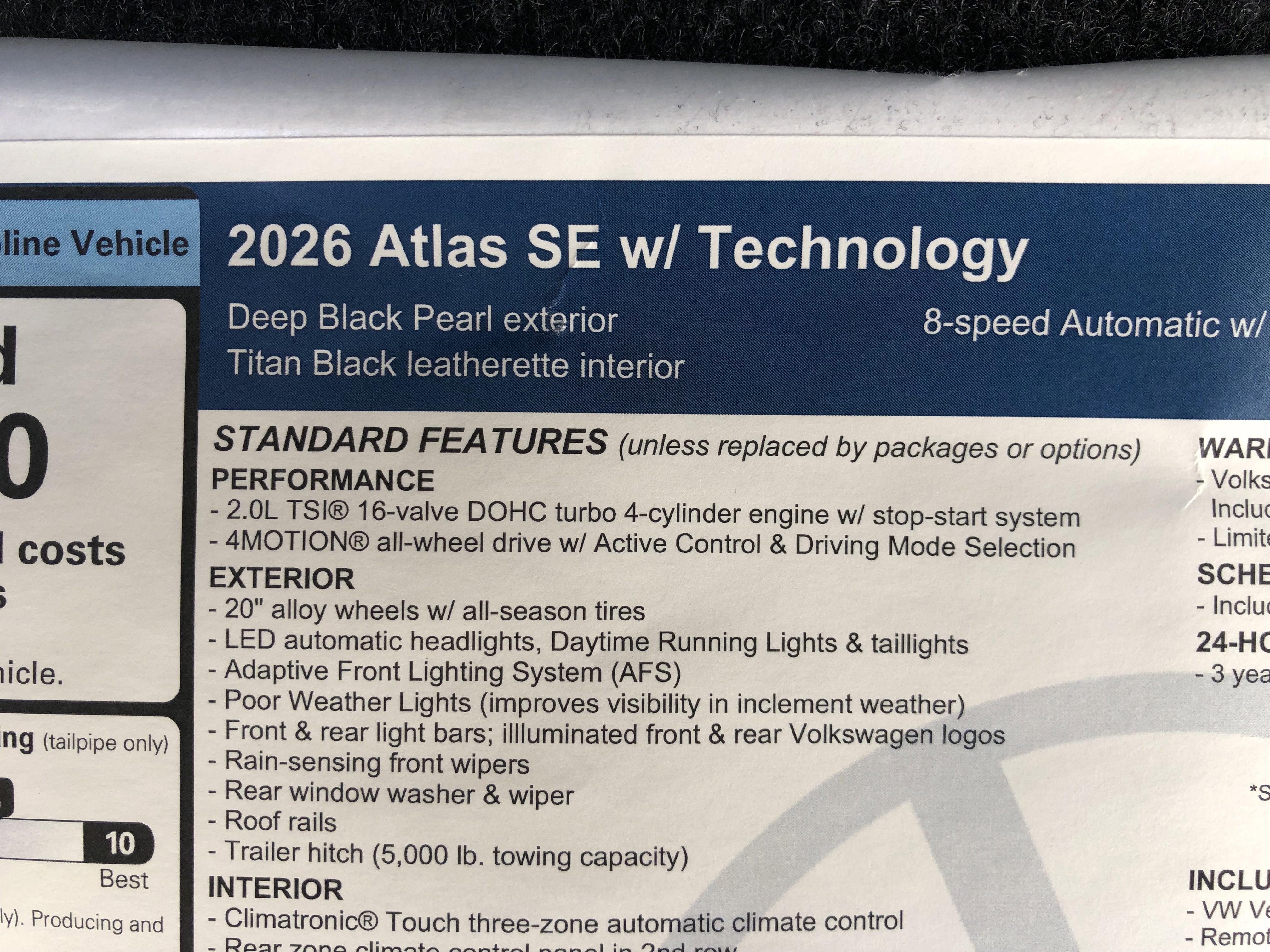 2026 Volkswagen Atlas 2.0T SE w/Technology w/black wheel package