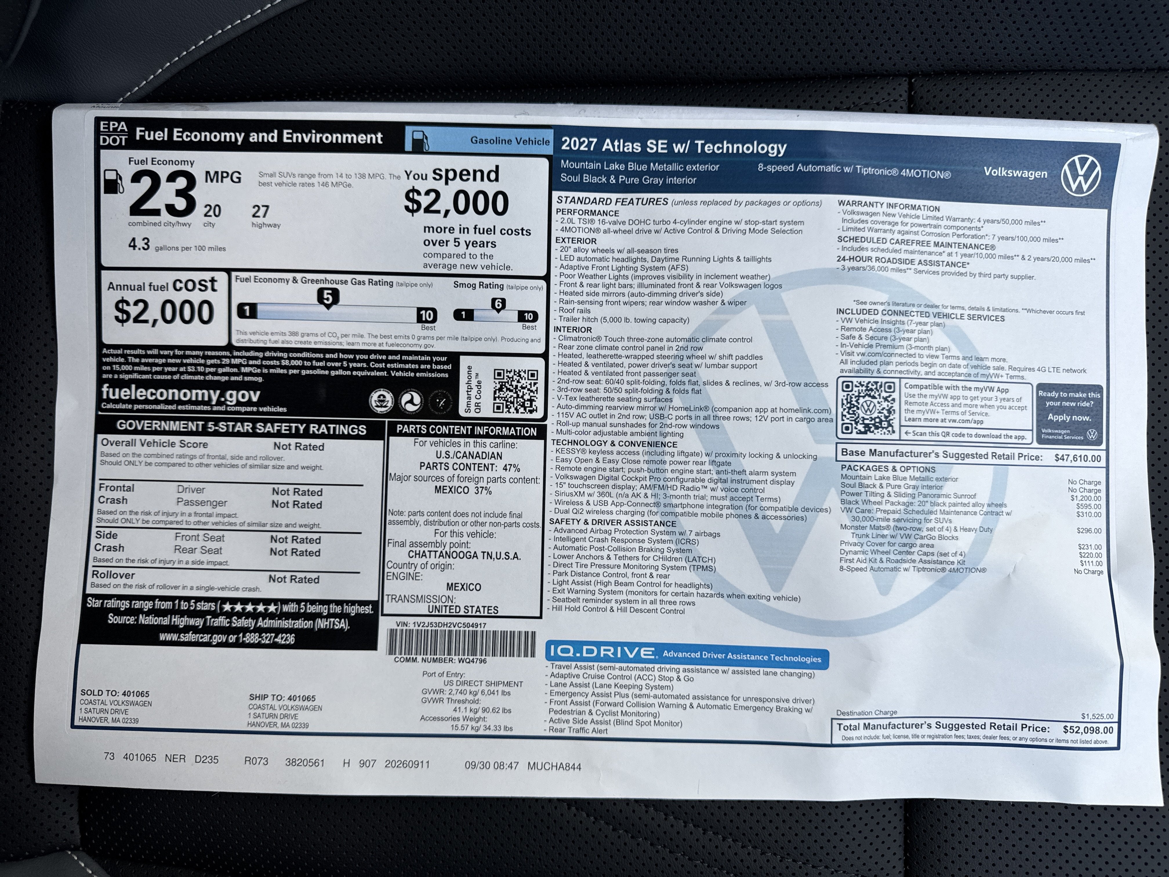 2027 Volkswagen Atlas SE w/Technology