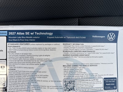2027 Volkswagen Atlas SE w/Technology