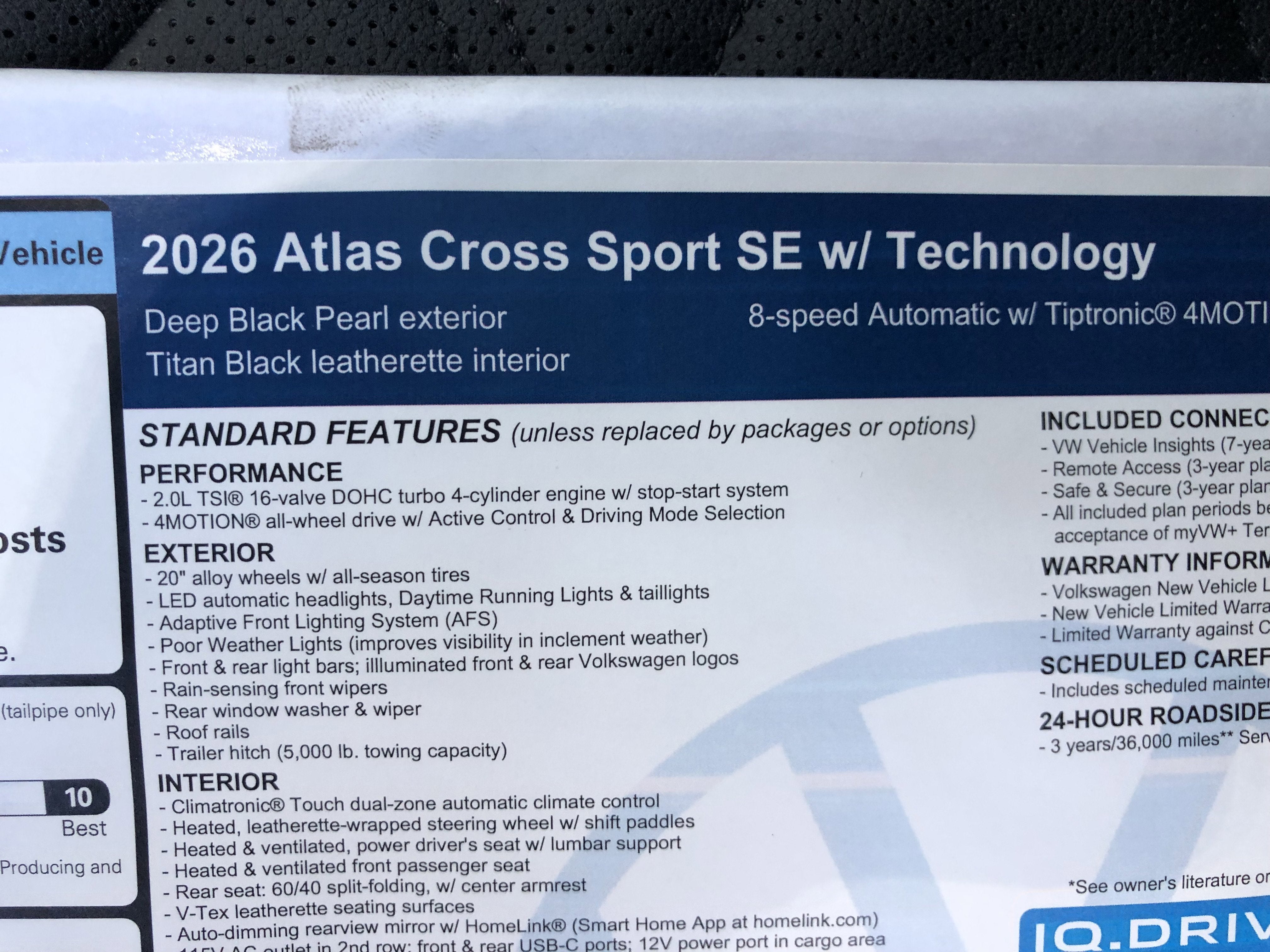 2026 Volkswagen Atlas Cross Sport 2.0T SE w/Technology w/panoramic sunroof and black wheel package