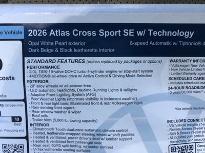 2026 Volkswagen Atlas Cross Sport 2.0T SE w/Technology