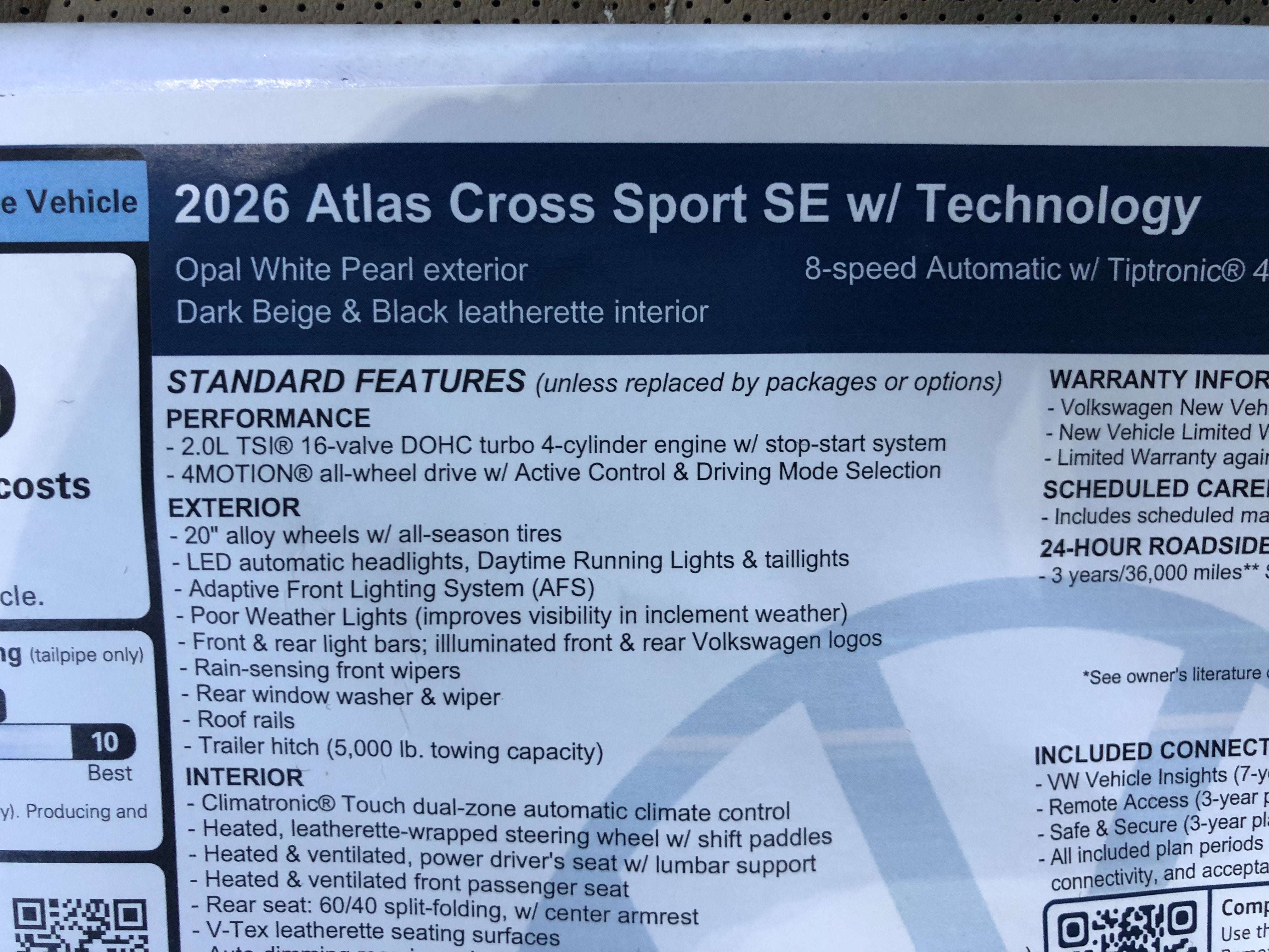2026 Volkswagen Atlas Cross Sport 2.0T SE w/Technology