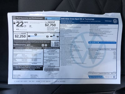 2026 Volkswagen Atlas Cross Sport 2.0T SE w/Technology w/panoramic sunroof and black wheel package