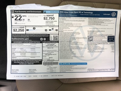 2026 Volkswagen Atlas Cross Sport 2.0T SE w/Technology w/panoramic sunroof and black wheel package