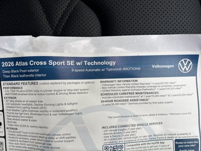 2026 Volkswagen Atlas Cross Sport 2.0T SE w/Technology w/panoramic sunroof and black wheel package