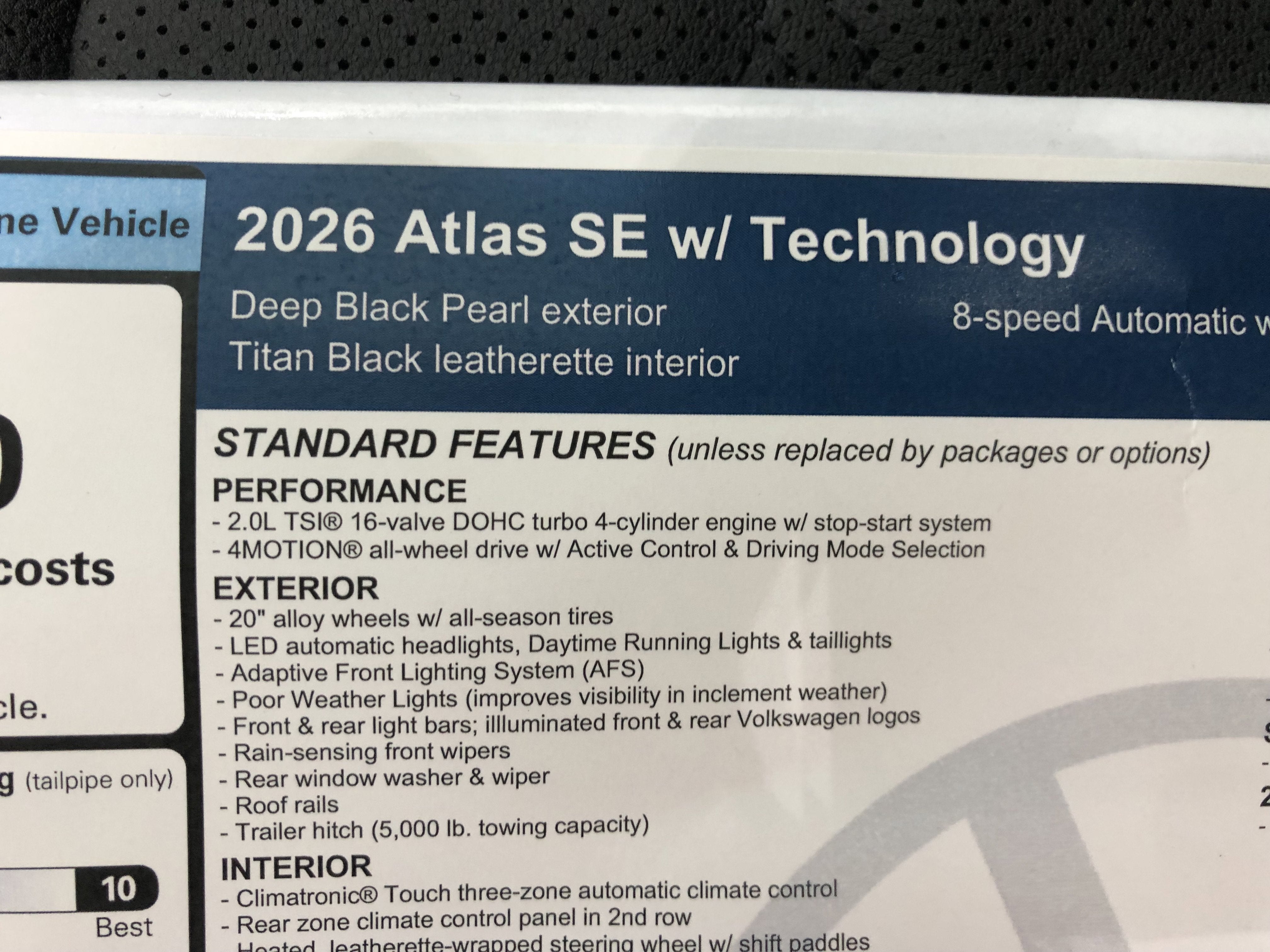 2026 Volkswagen Atlas 2.0T SE w/Technology w/panoramic sunroof and black wheel package