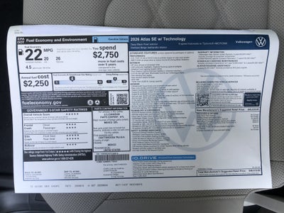 2026 Volkswagen Atlas 2.0T SE w/Technology w/panoramic sunroof and black wheel package