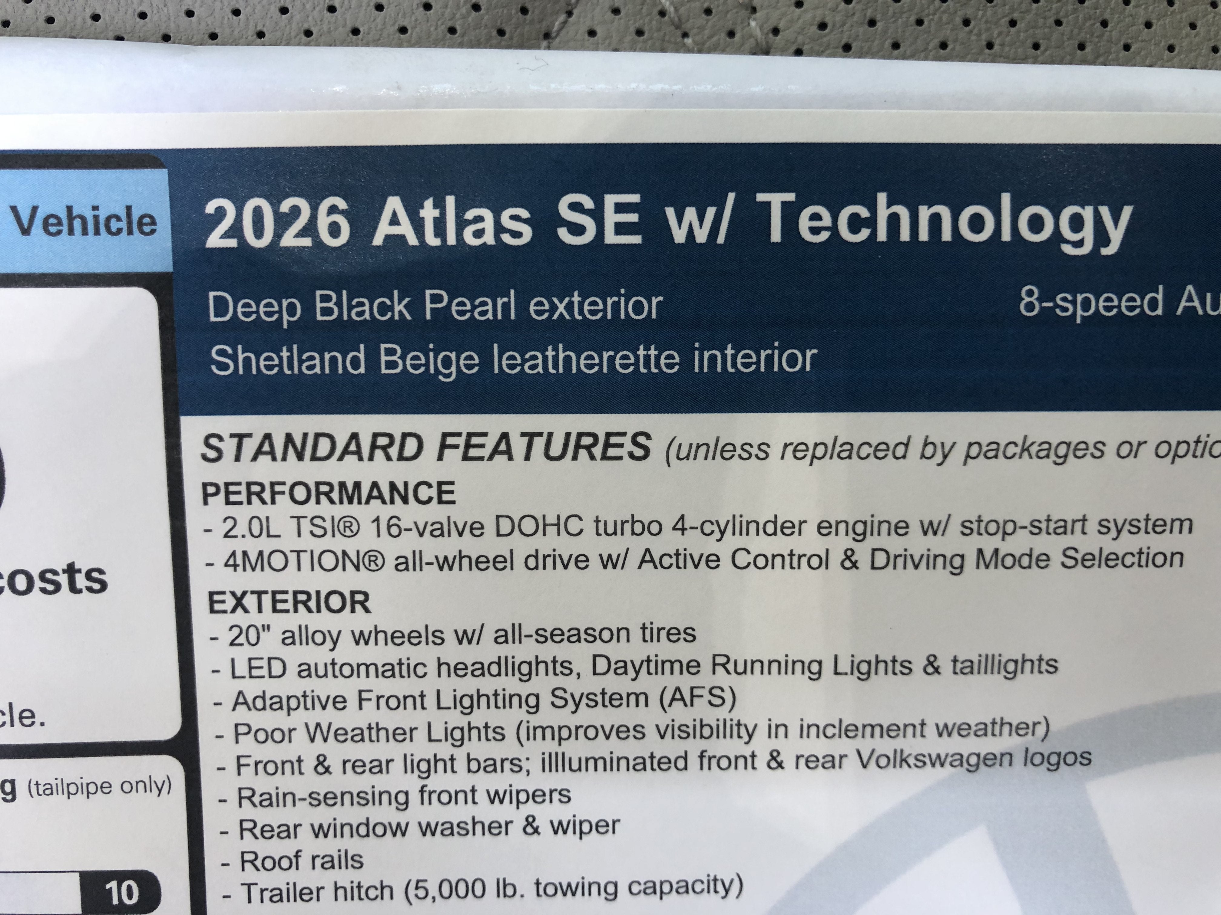 2026 Volkswagen Atlas 2.0T SE w/Technology w/panoramic sunroof and black wheel package