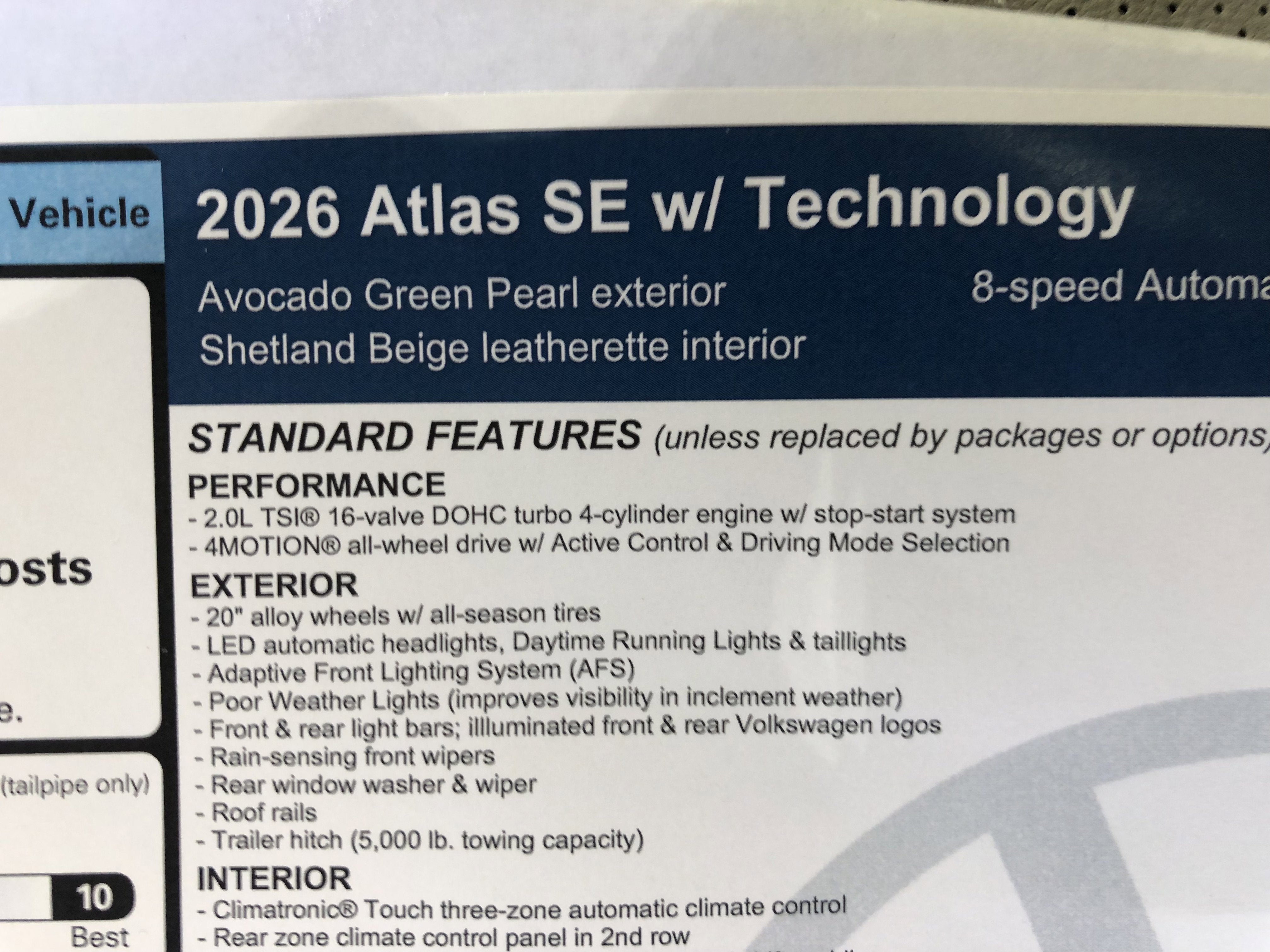 2026 Volkswagen Atlas 2.0T SE w/Technology w/captains chairs, panoramic sunroof and black wheel package