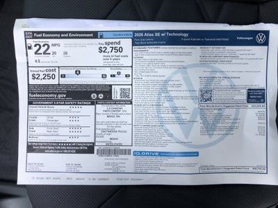 2026 Volkswagen Atlas 2.0T SE w/Technology w/captains chairs and panoramic sunroof