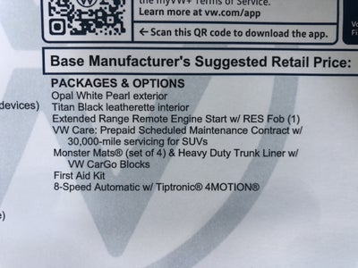 2026 Volkswagen Atlas 2.0T SE w/ext. range remote starter