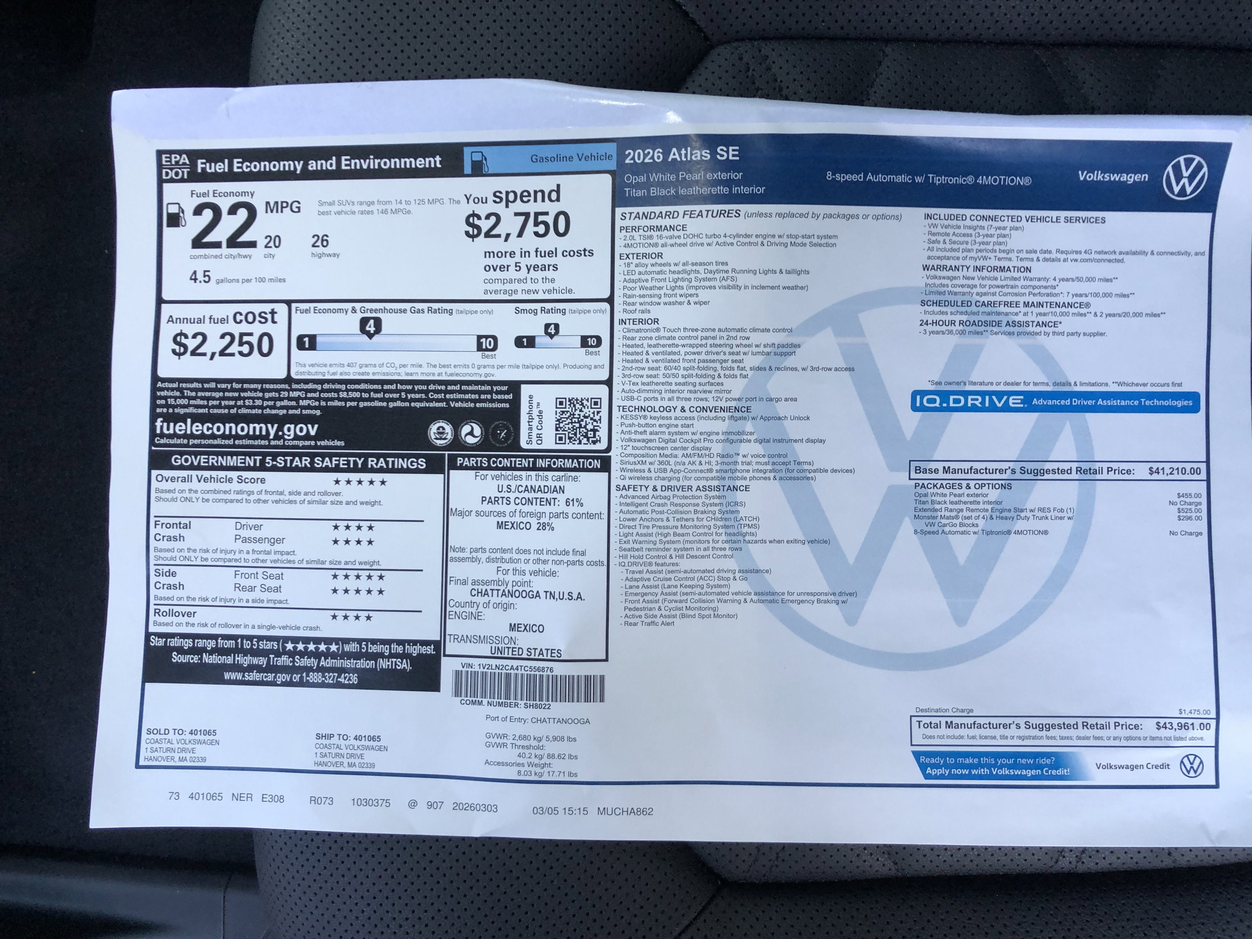 2026 Volkswagen Atlas SE - Photo 20