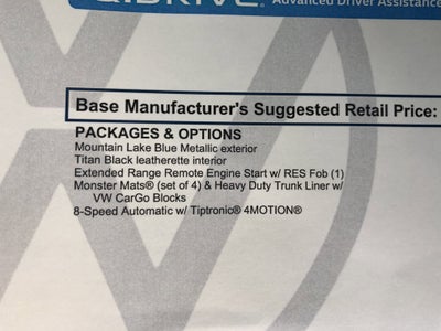 2026 Volkswagen Atlas 2.0T SE w/ext. range remote starter