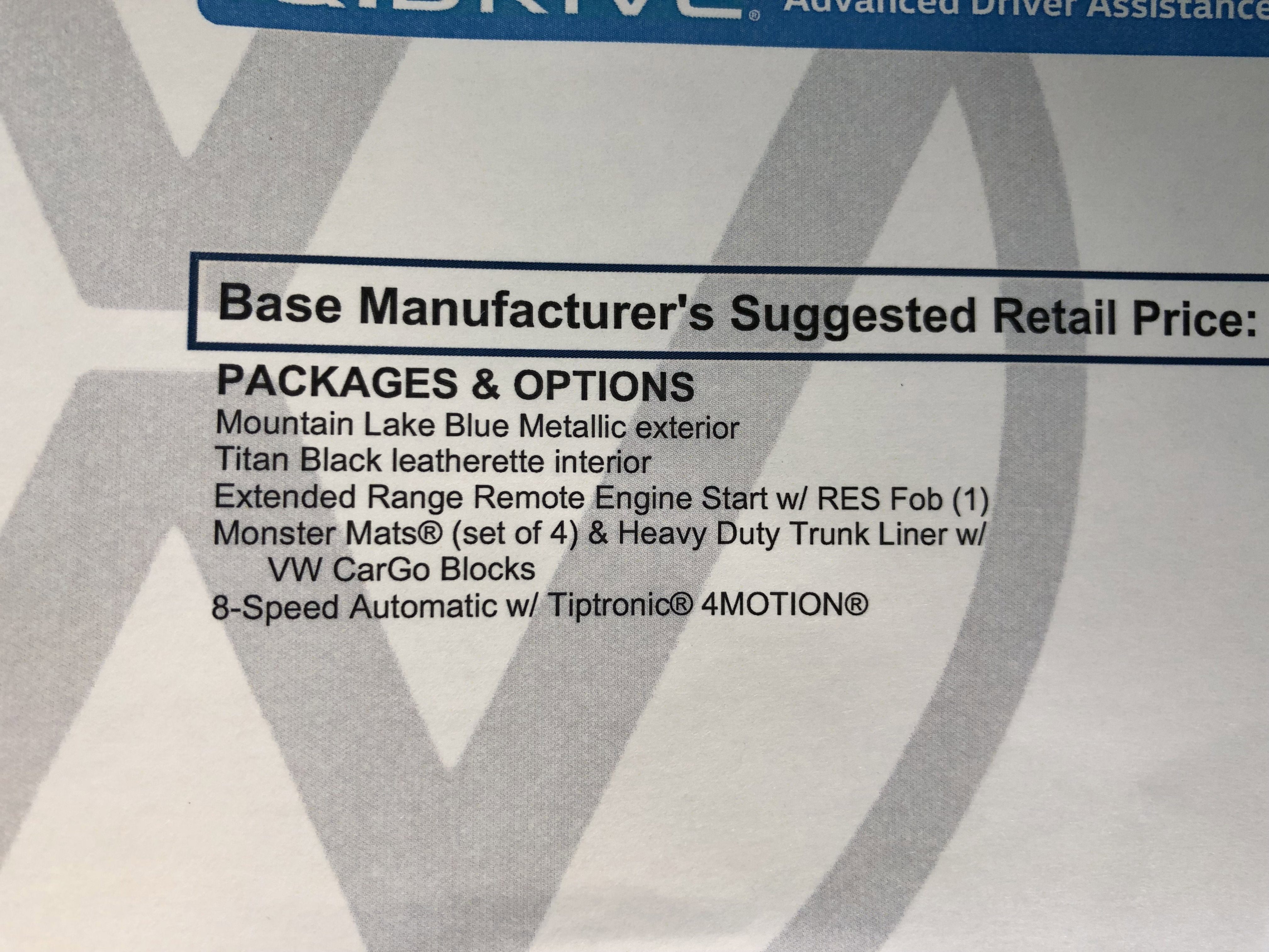 2026 Volkswagen Atlas 2.0T SE w/ext. range remote starter