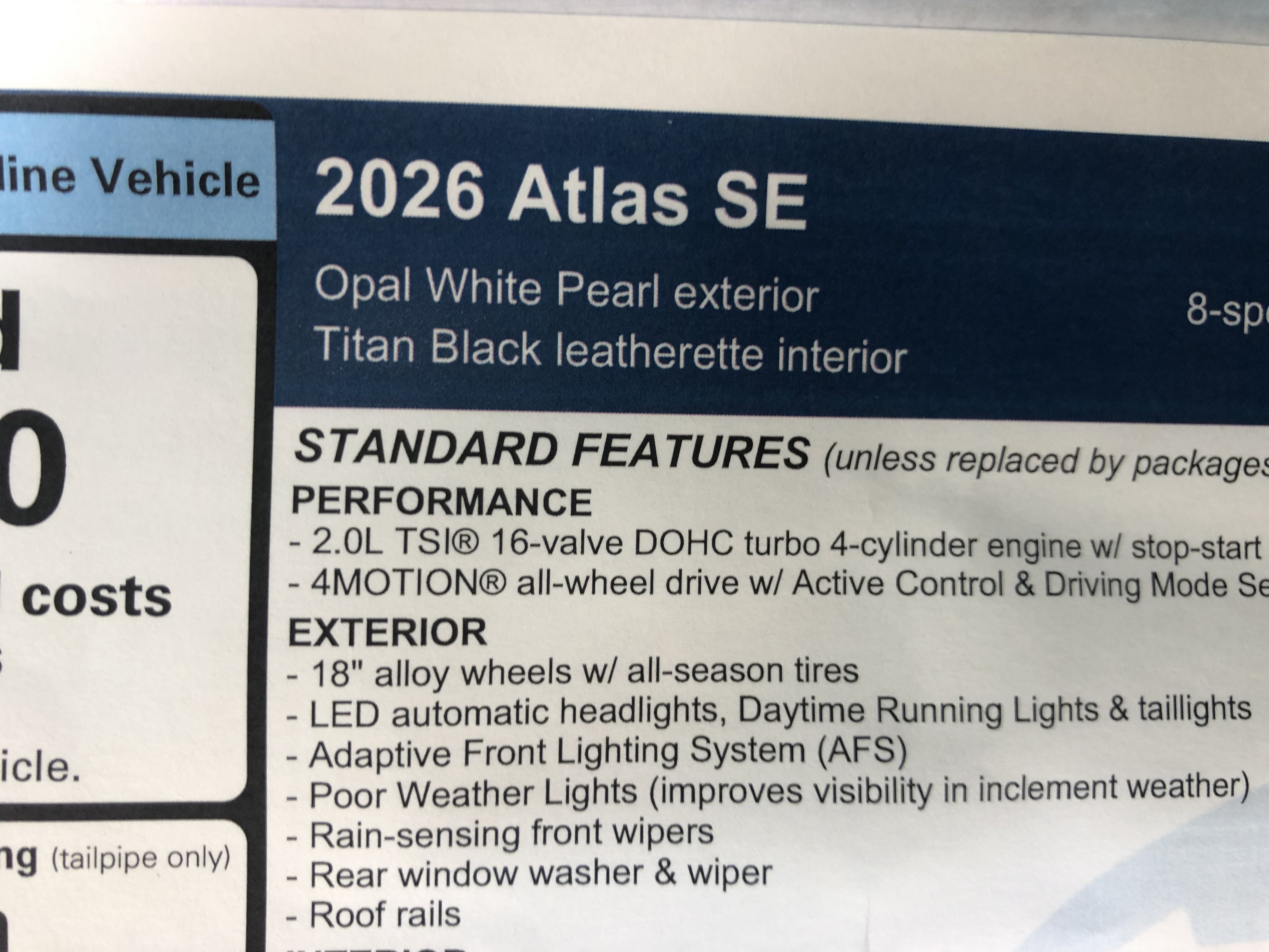 2026 Volkswagen Atlas 2.0T SE