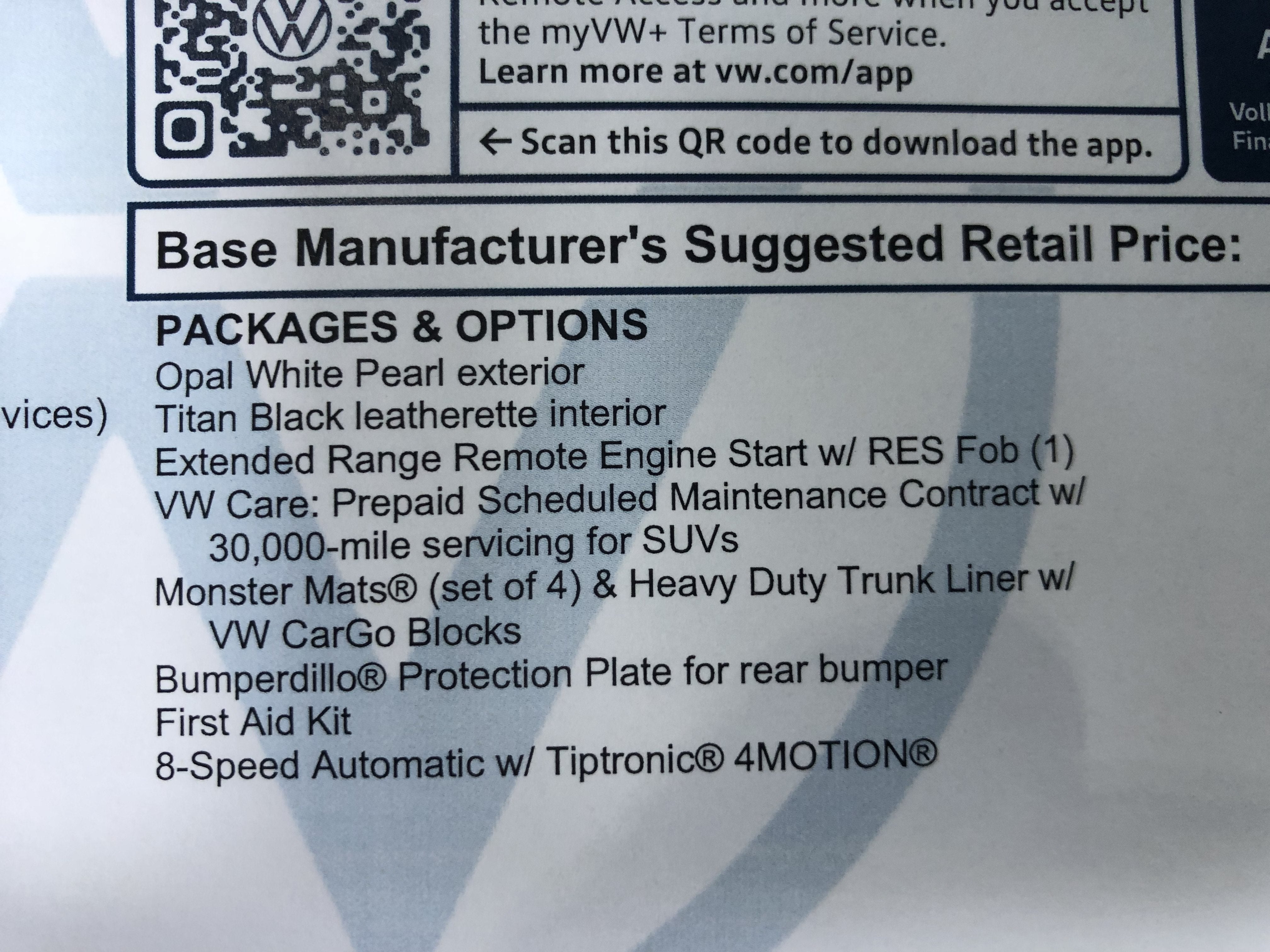 2026 Volkswagen Atlas 2.0T SE w/ext. range remote starter