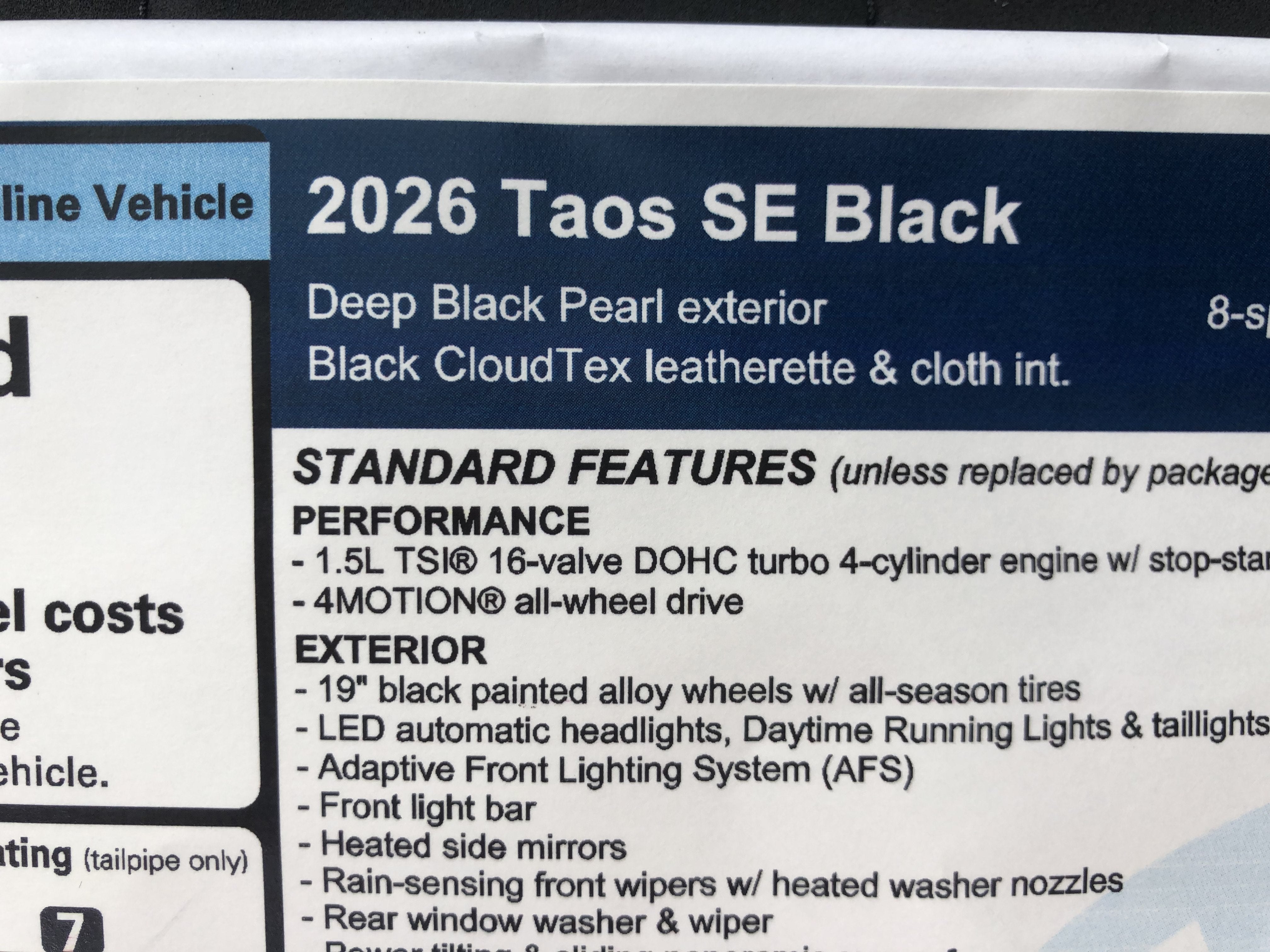 2026 Volkswagen Taos SE Black