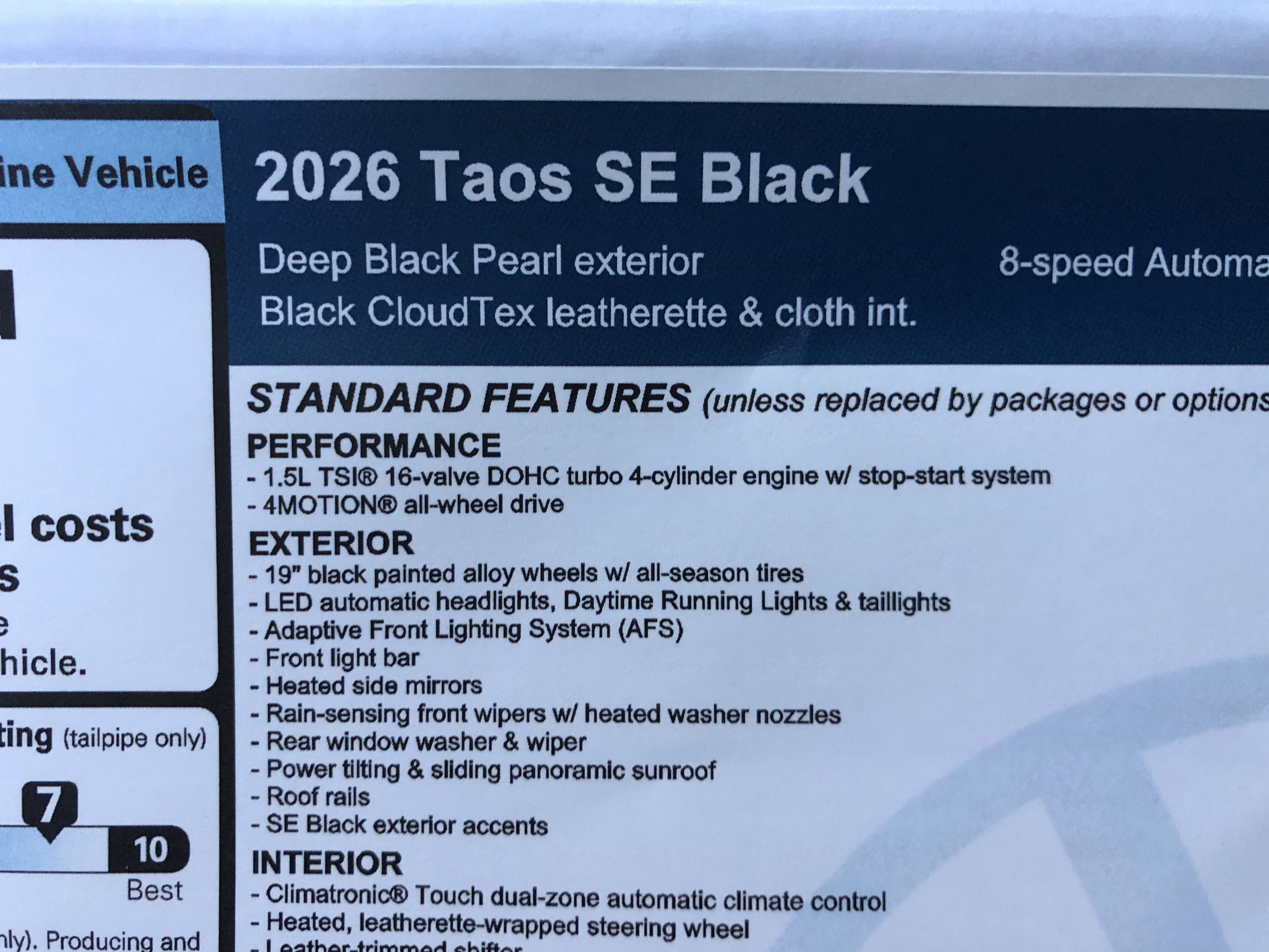 2026 Volkswagen Taos SE Black