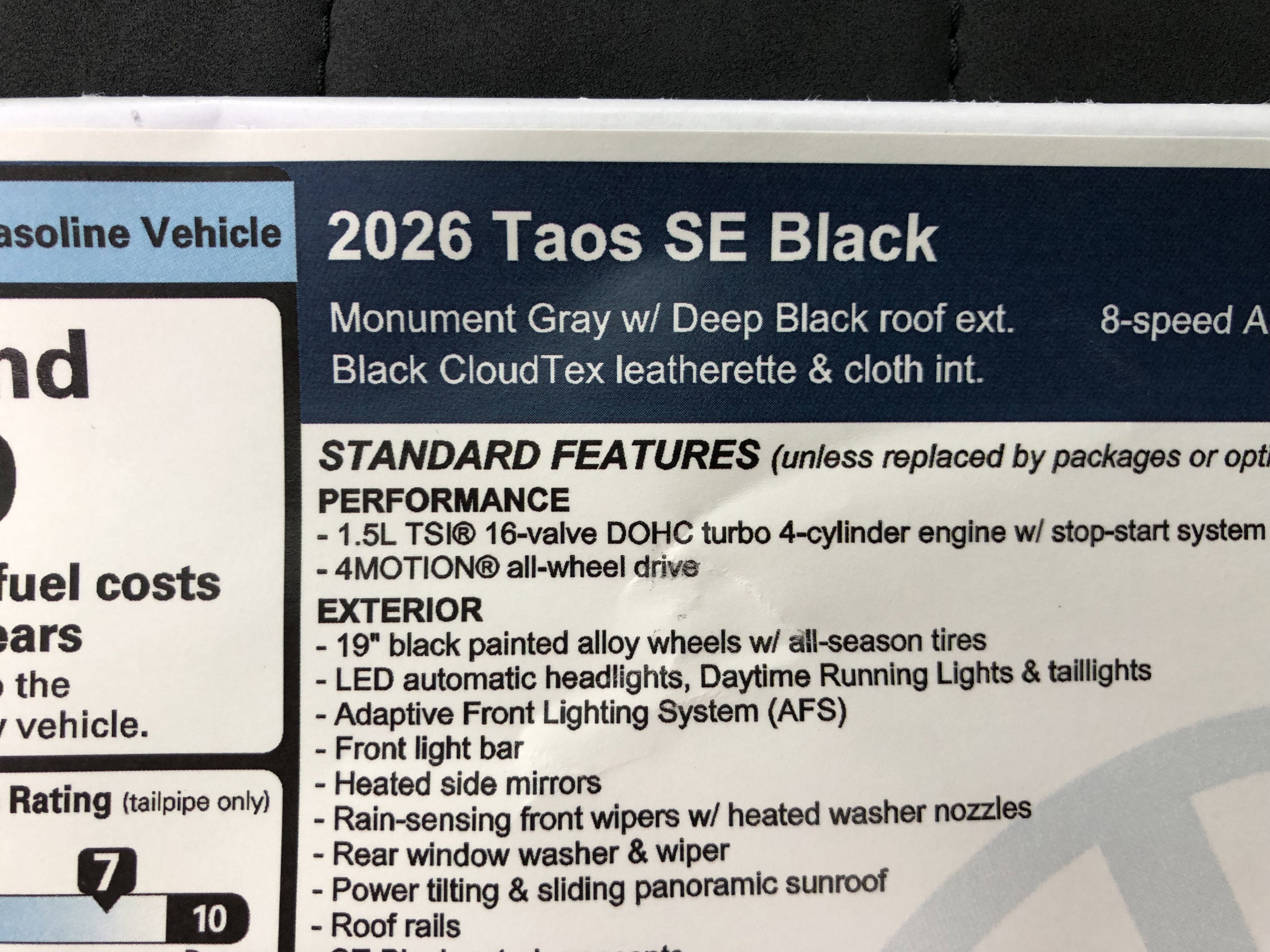 2026 Volkswagen Taos SE Black