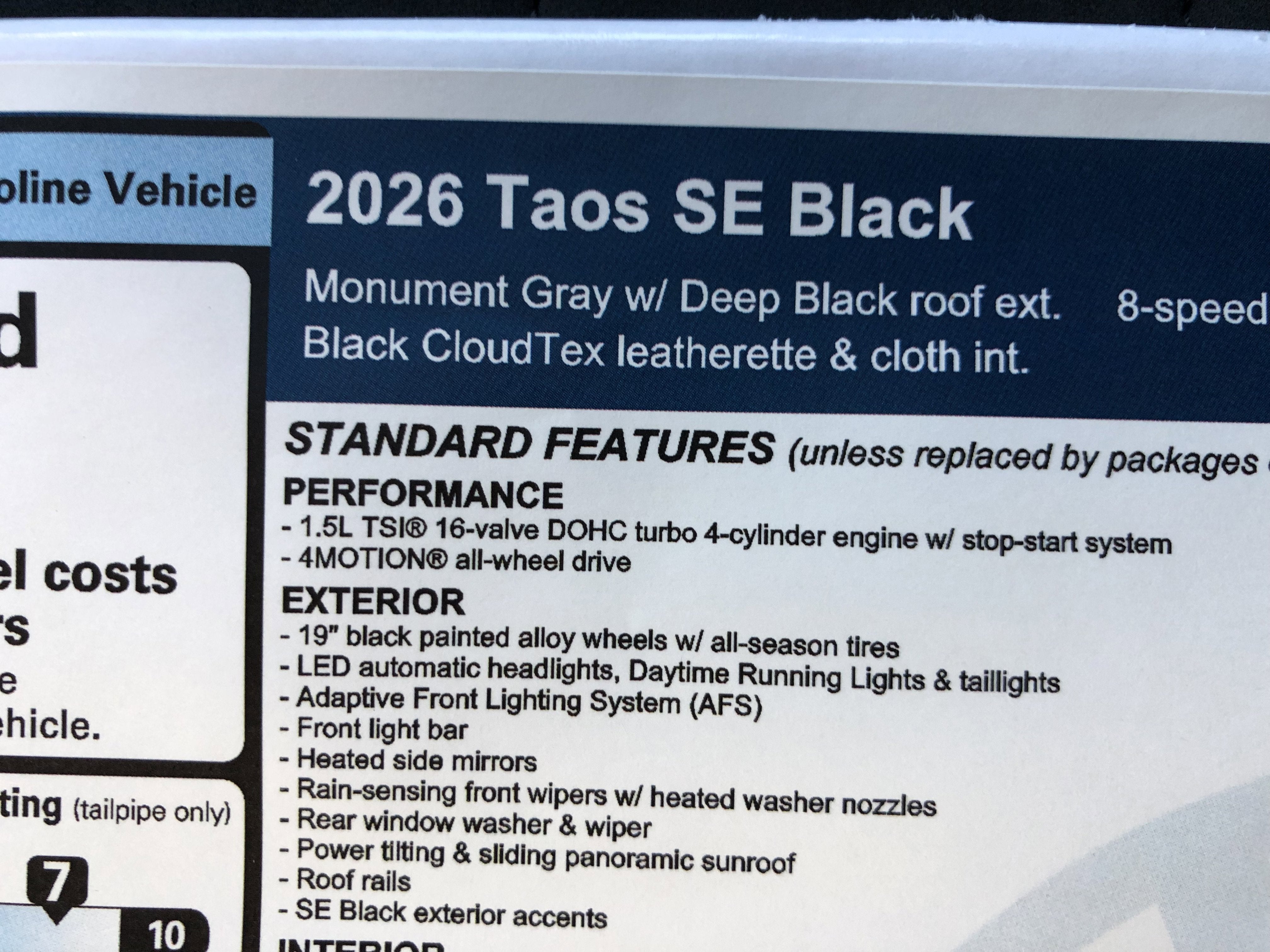 2026 Volkswagen Taos SE Black
