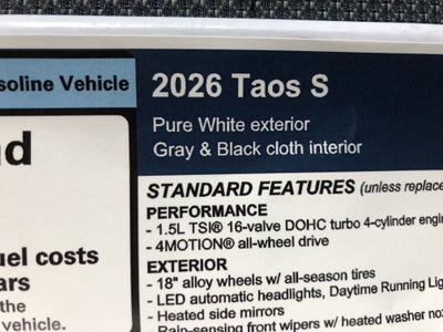 2026 Volkswagen Taos S
