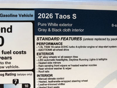 2026 Volkswagen Taos S