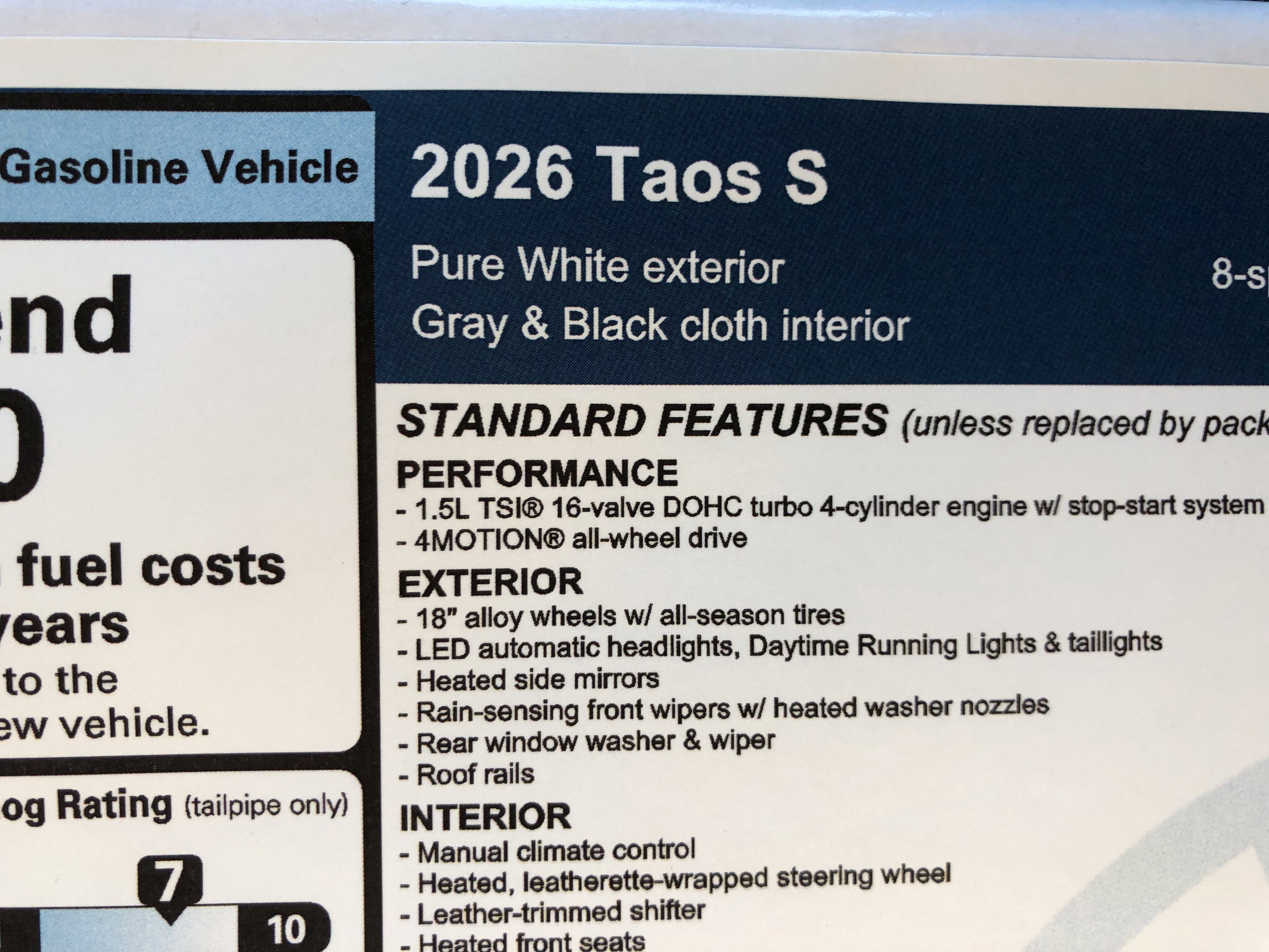 2026 Volkswagen Taos S