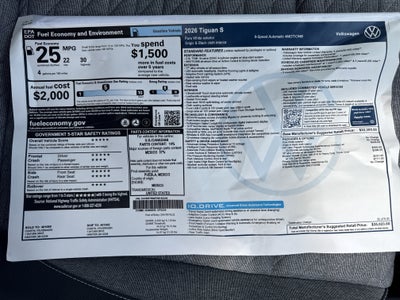 2026 Volkswagen Tiguan S w/18 wheel package