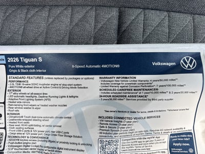 2026 Volkswagen Tiguan S w/18 wheel package
