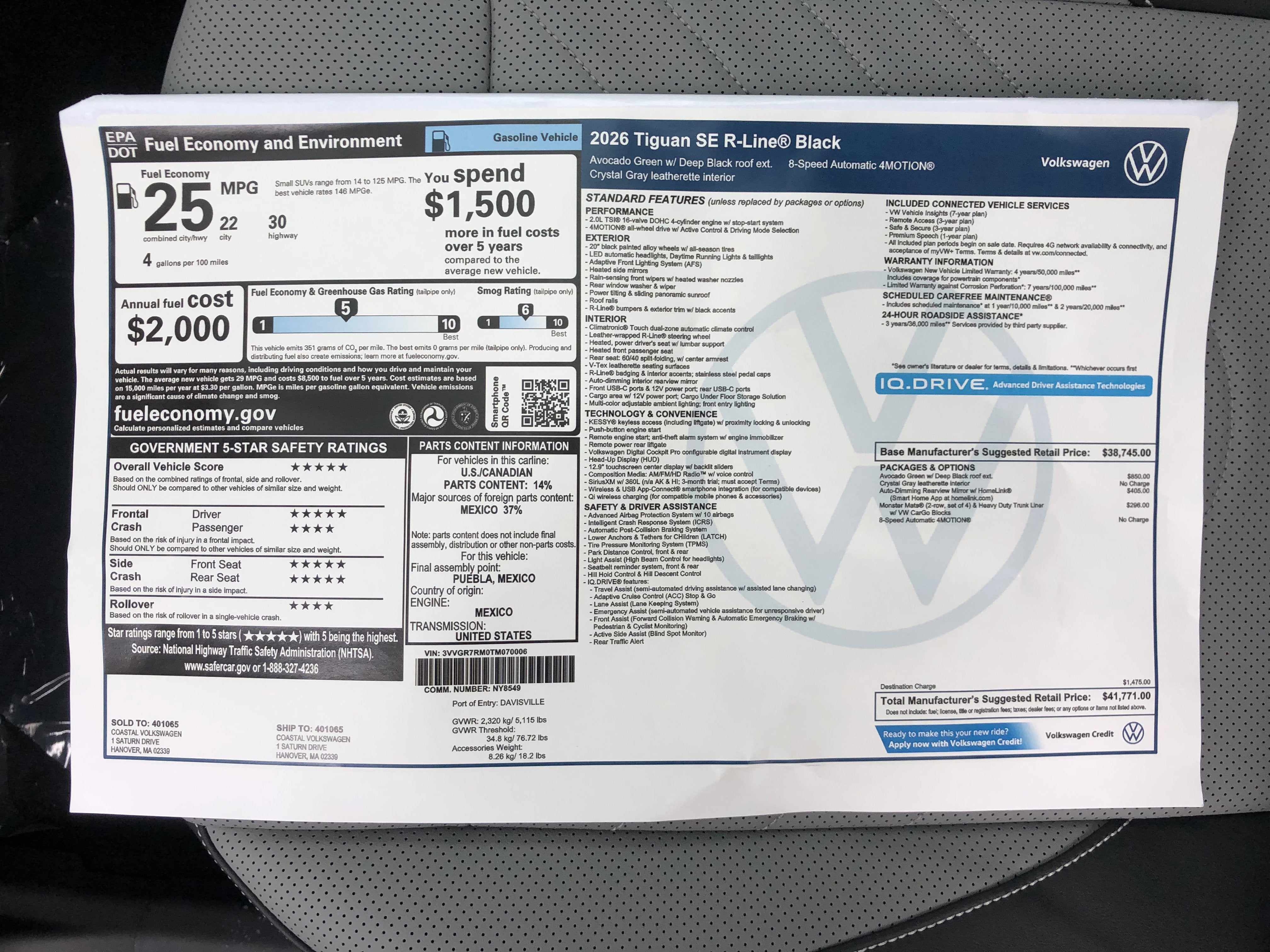 2026 Volkswagen Tiguan SE R-Line Black