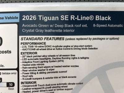 2026 Volkswagen Tiguan SE R-Line Black
