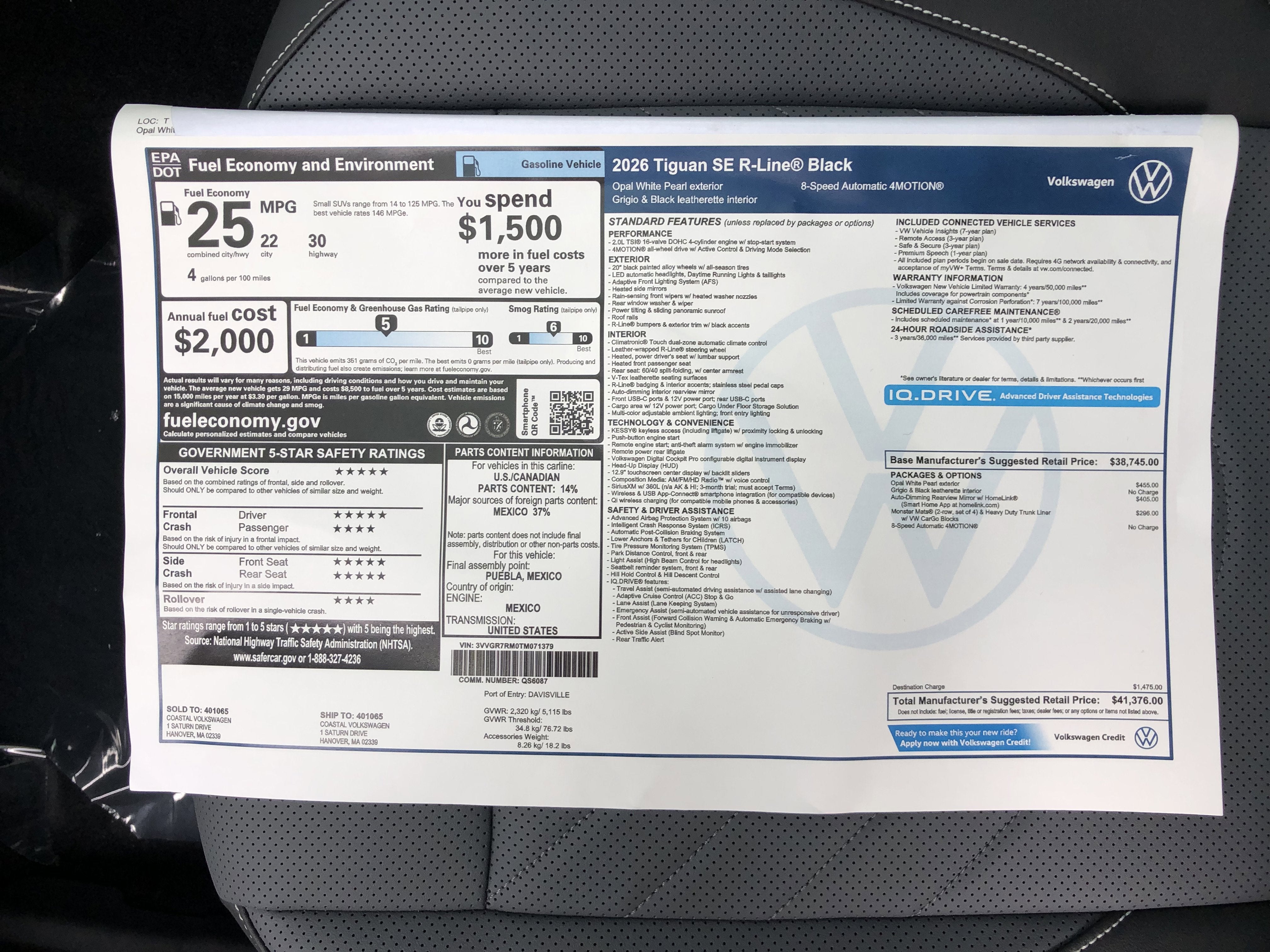 2026 Volkswagen Tiguan SE R-Line Black