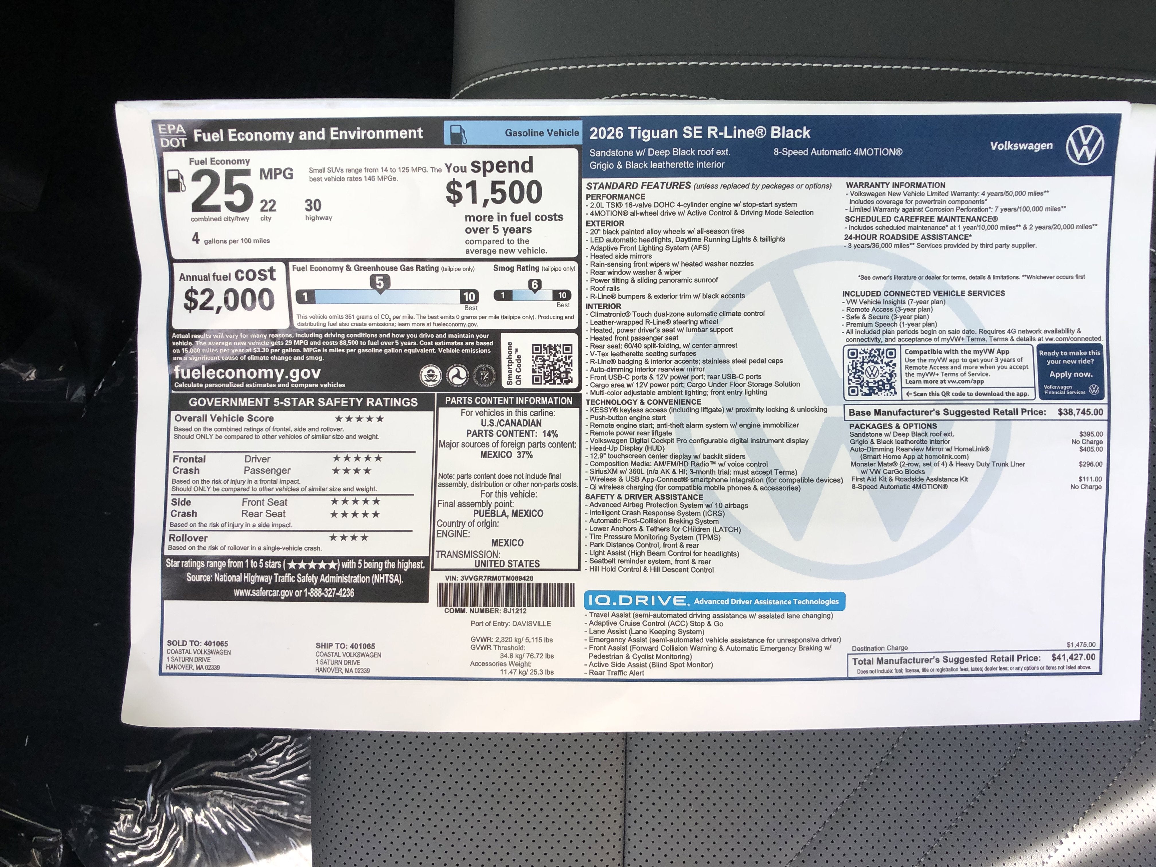 2026 Volkswagen Tiguan SE R-Line Black