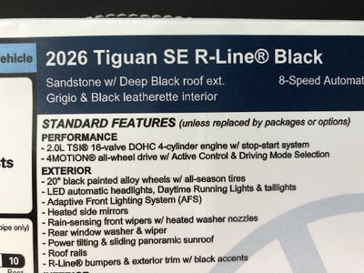 2026 Volkswagen Tiguan SE R-Line Black