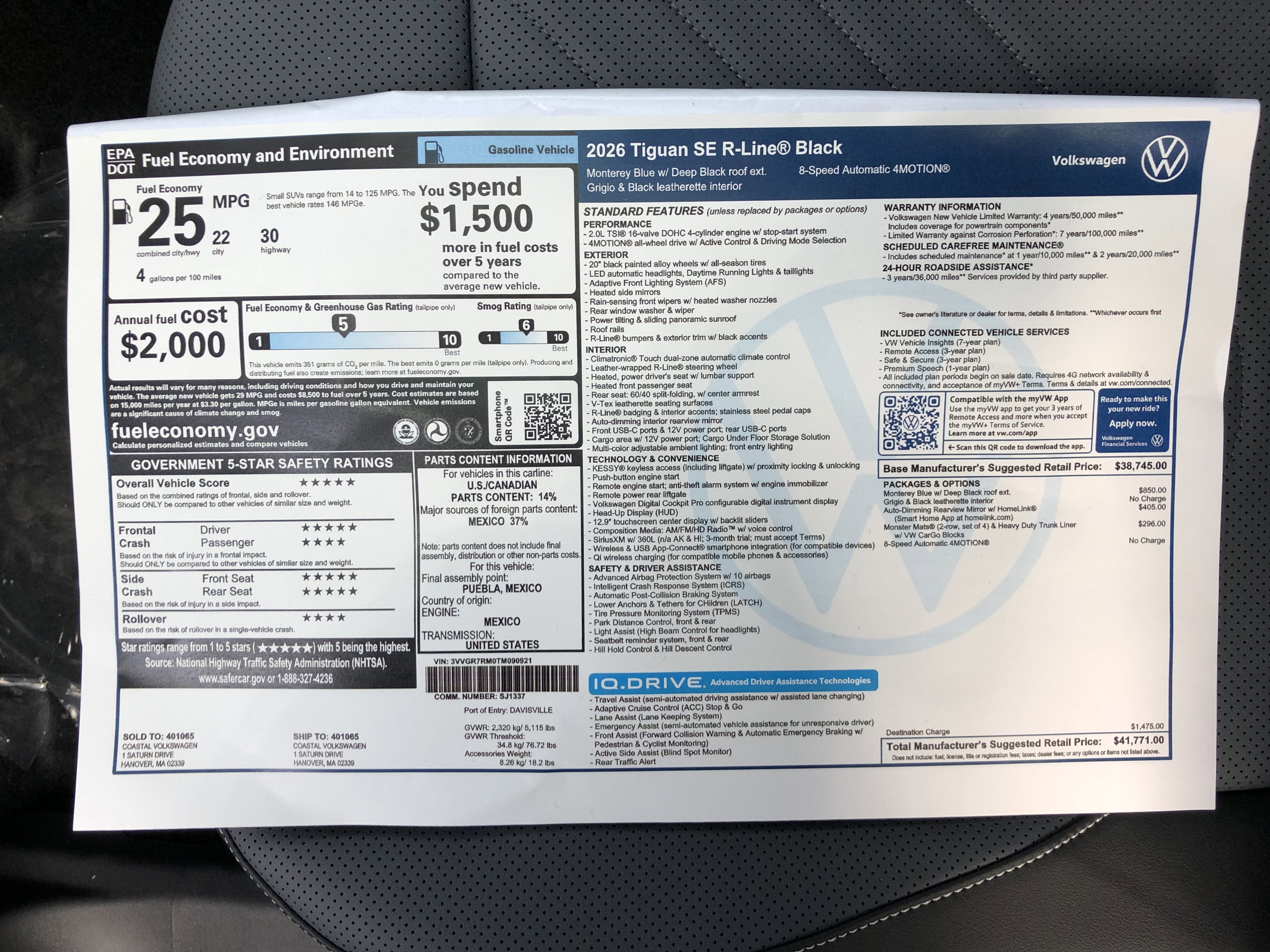 2026 Volkswagen Tiguan SE R-Line Black