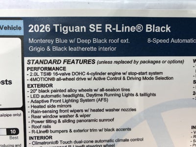 2026 Volkswagen Tiguan SE R-Line Black