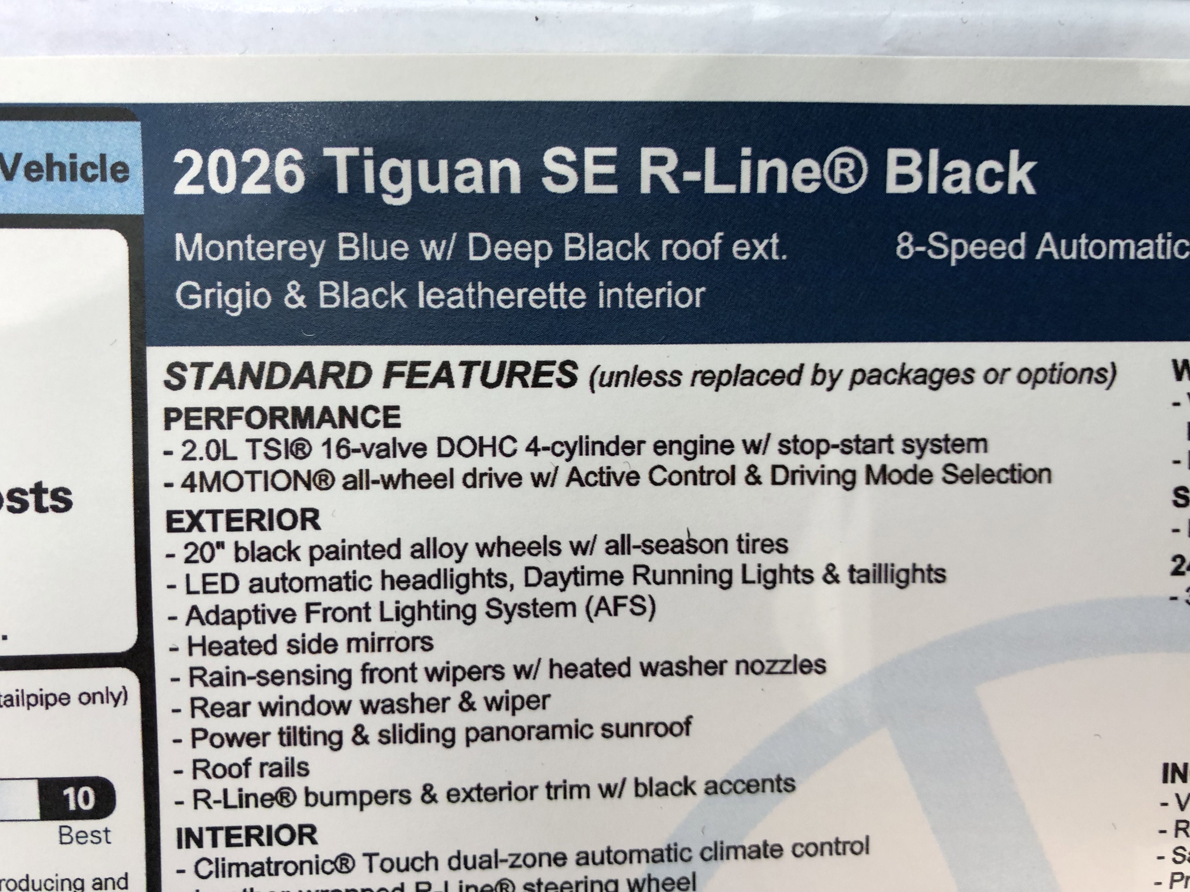 2026 Volkswagen Tiguan SE R-Line Black