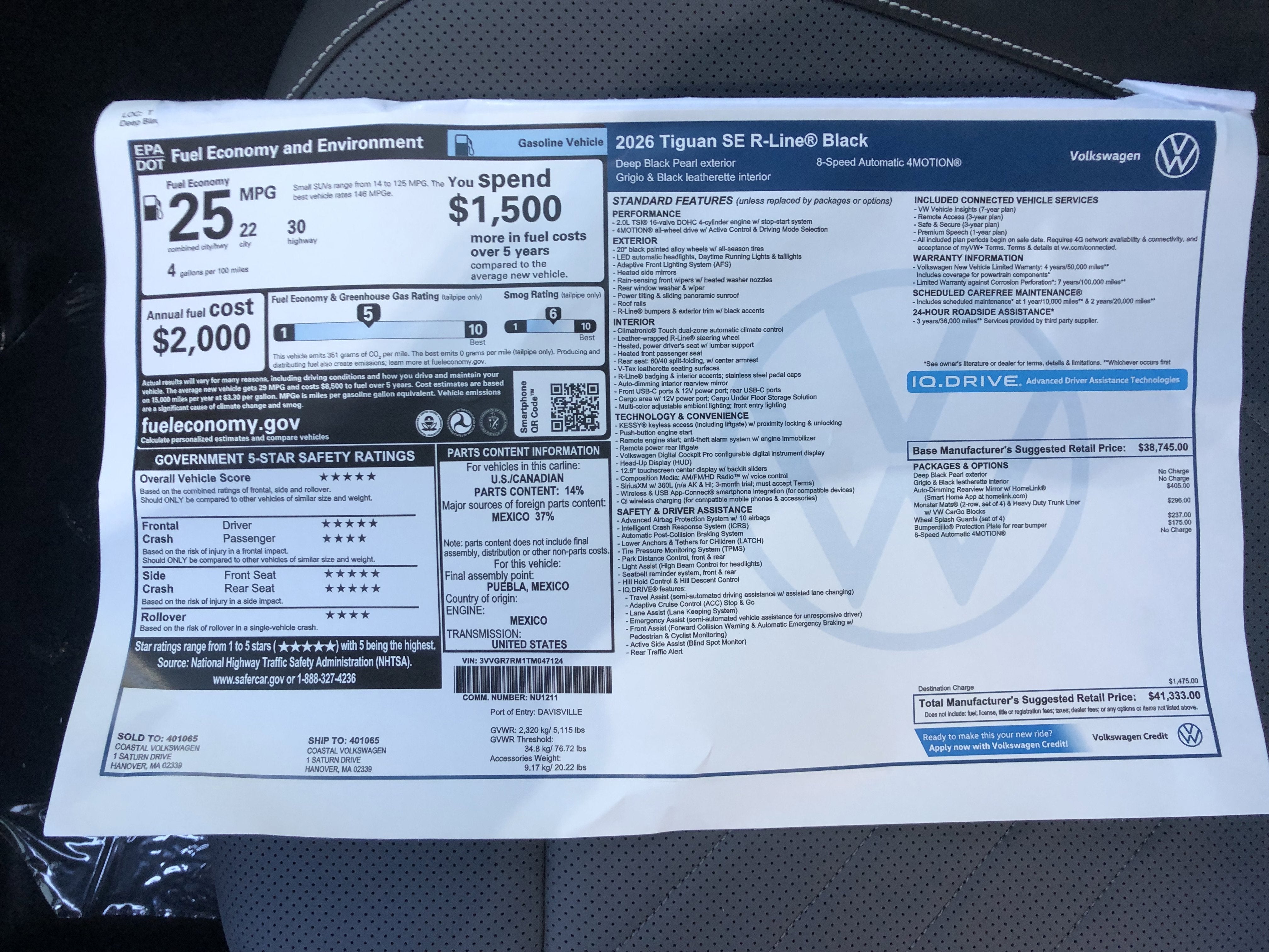 2026 Volkswagen Tiguan SE R-Line Black