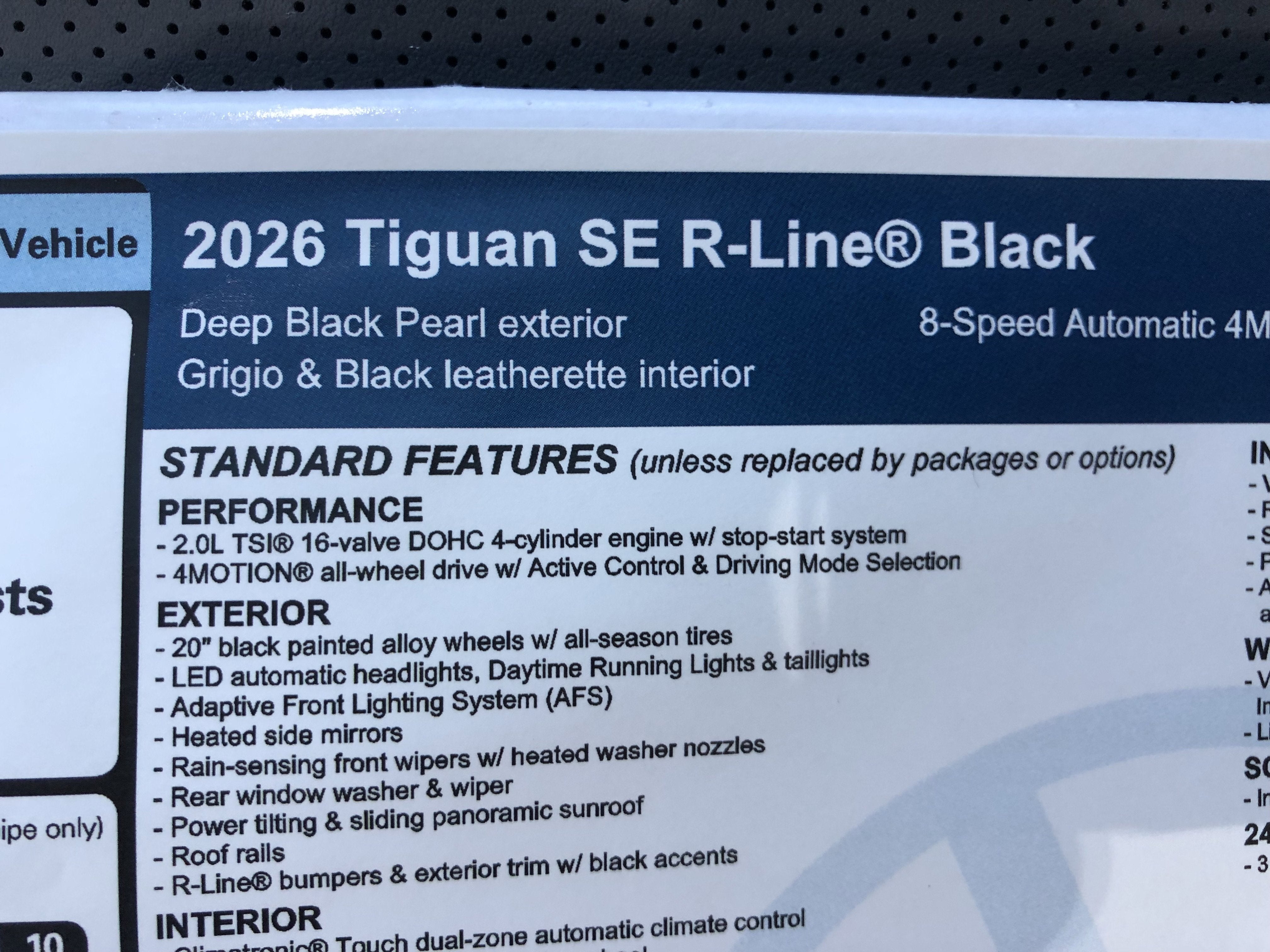 2026 Volkswagen Tiguan SE R-Line Black