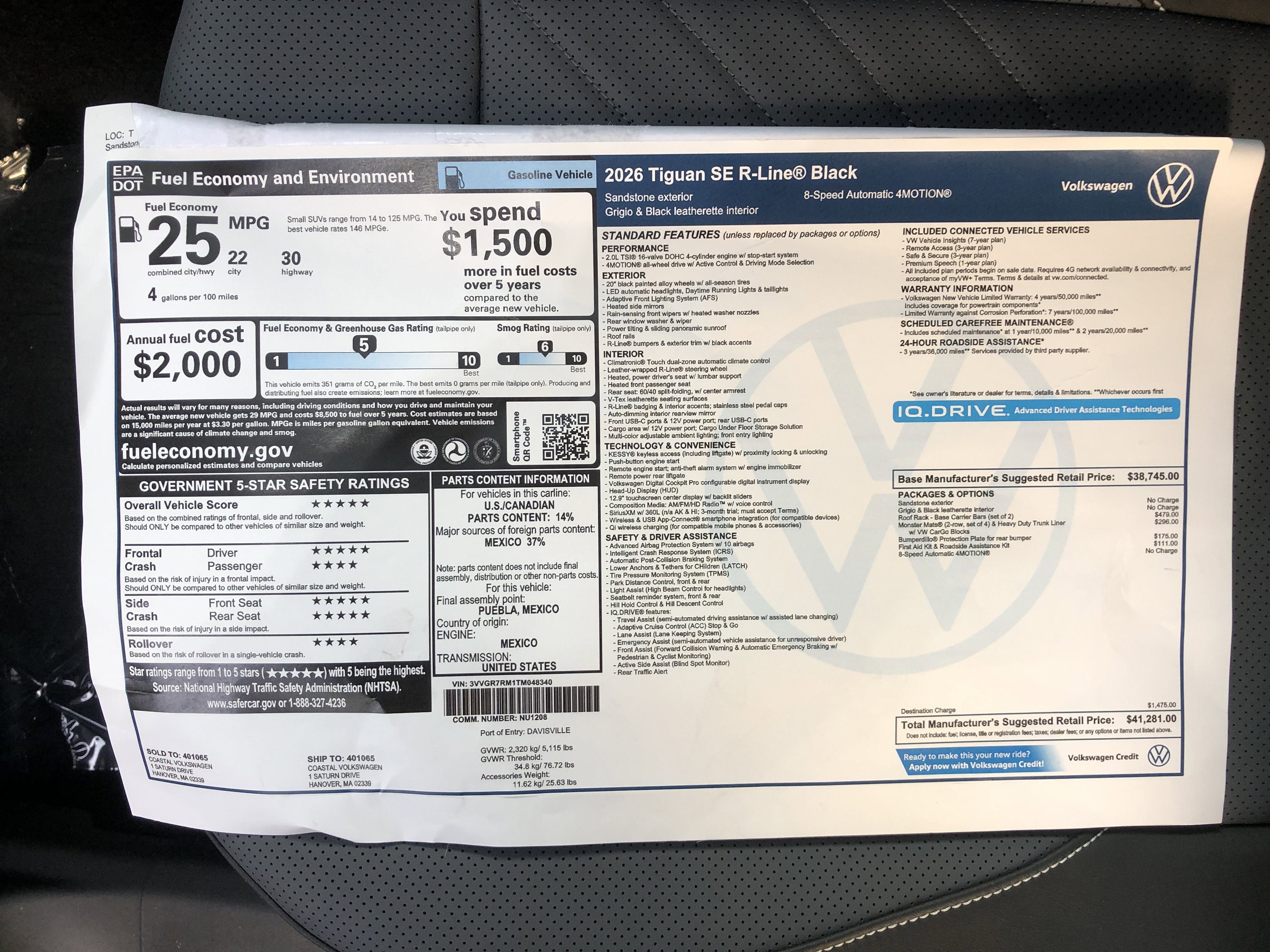 2026 Volkswagen Tiguan SE R-Line Black