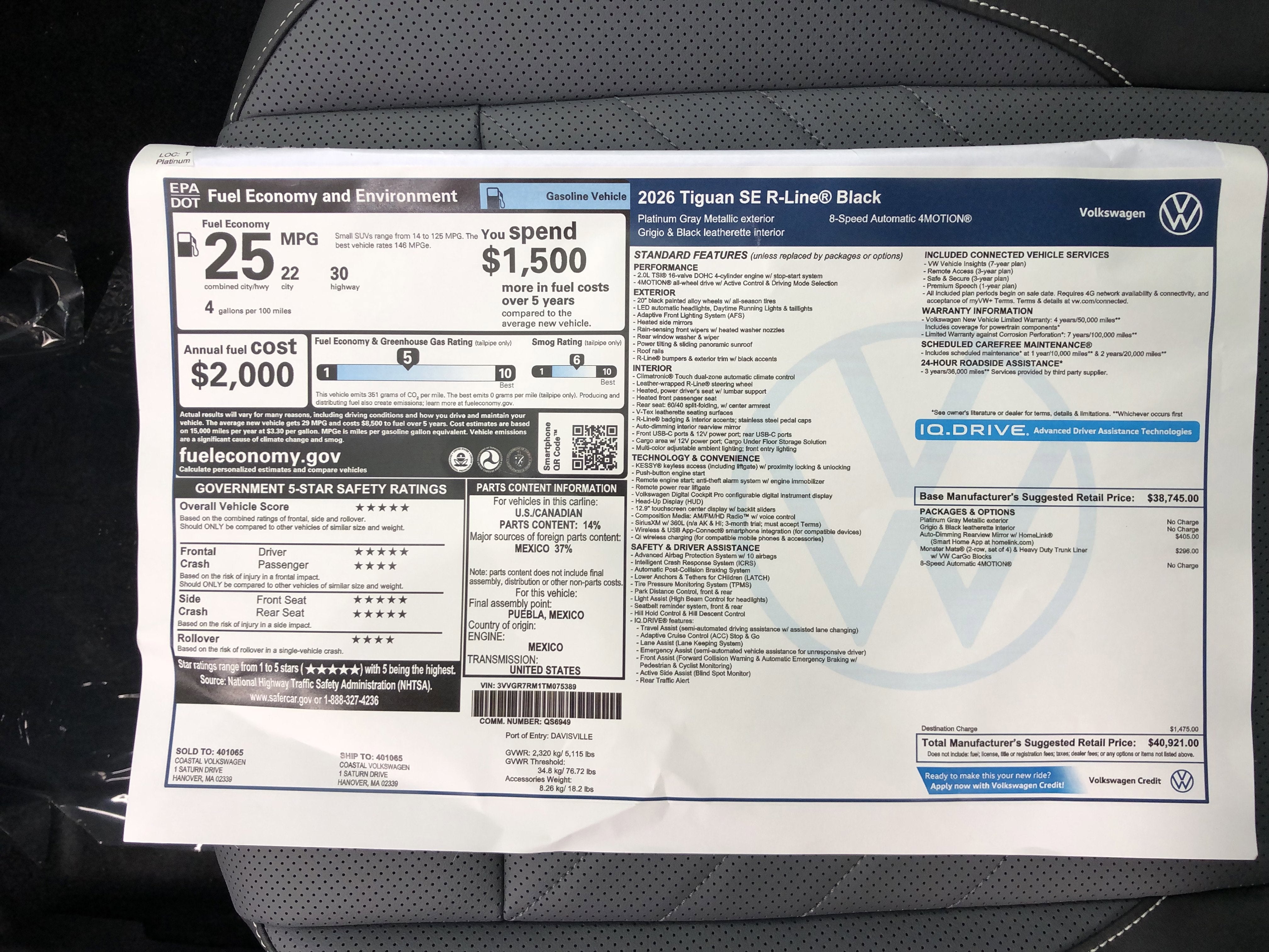 2026 Volkswagen Tiguan SE R-Line Black