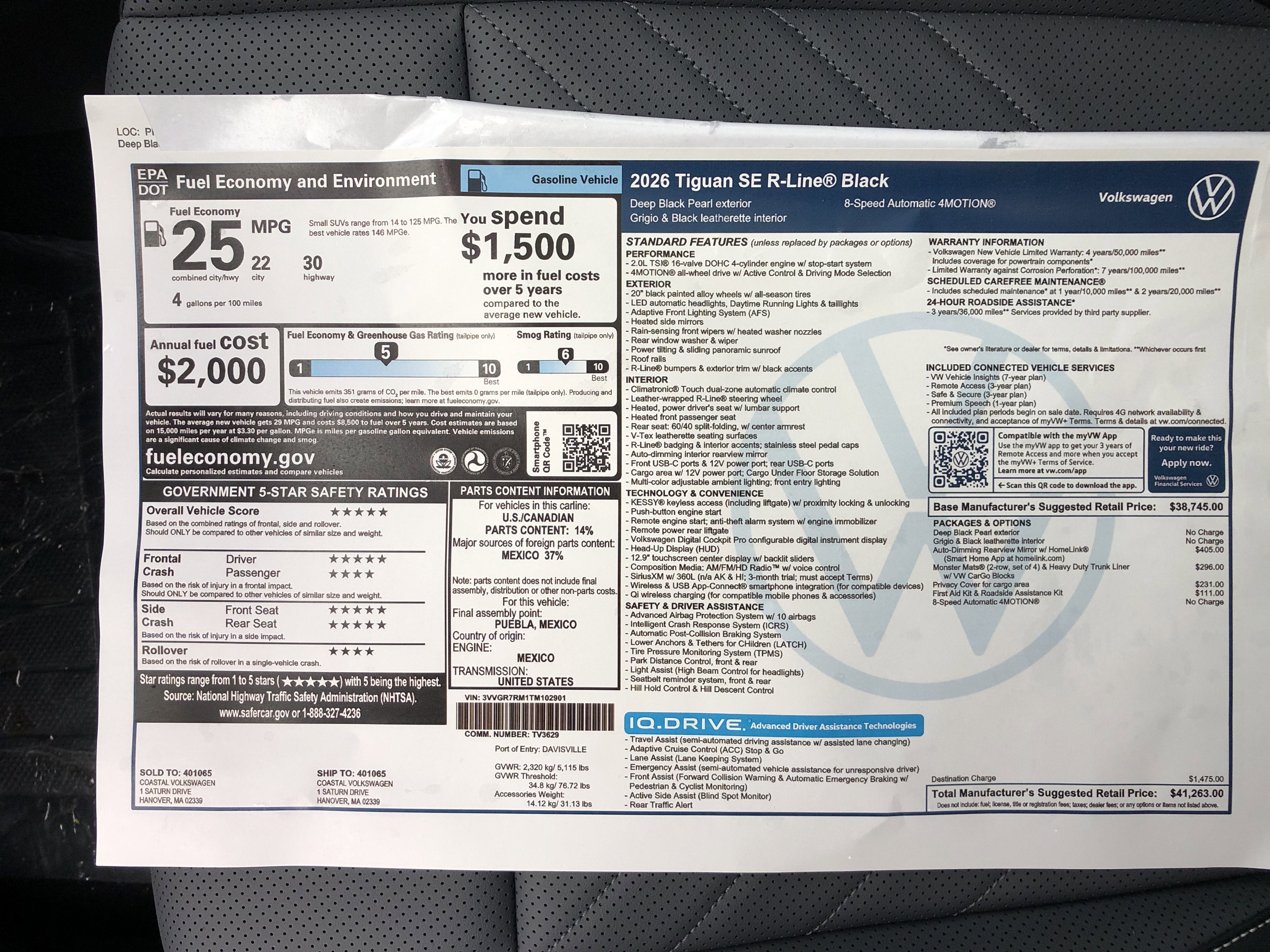2026 Volkswagen Tiguan SE R-Line Black