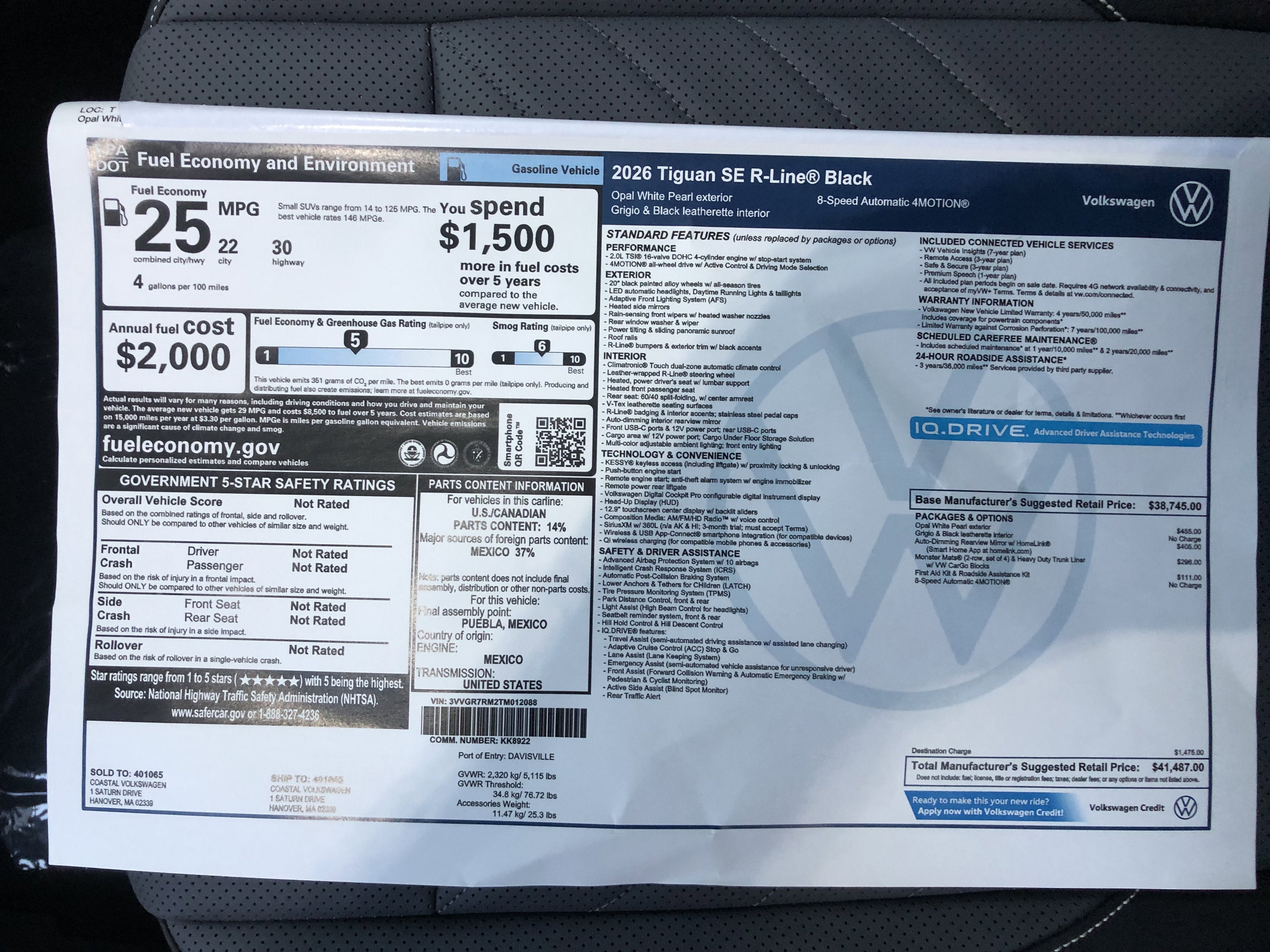 2026 Volkswagen Tiguan SE R-Line Black