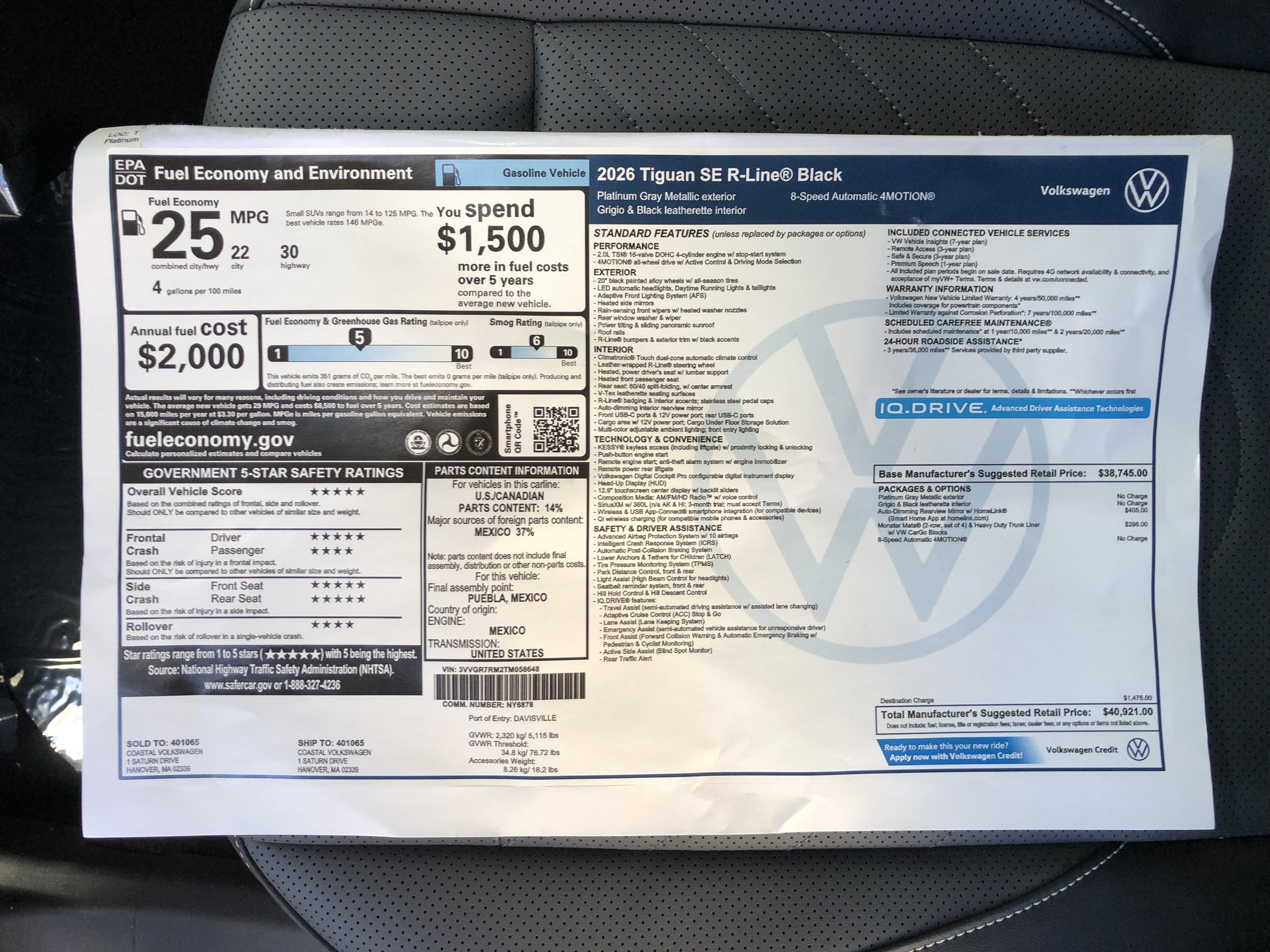 2026 Volkswagen Tiguan SE R-Line Black