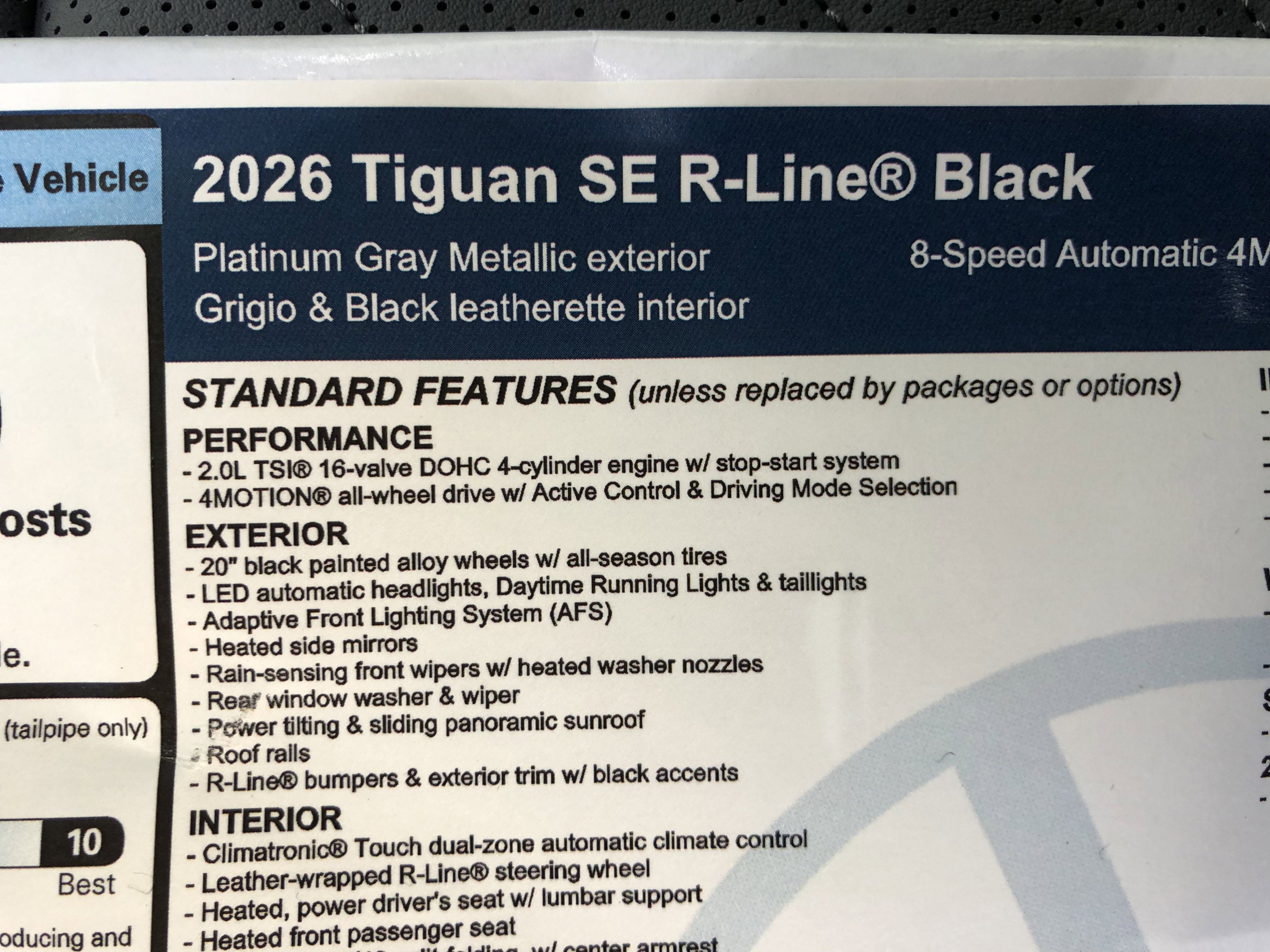 2026 Volkswagen Tiguan SE R-Line Black