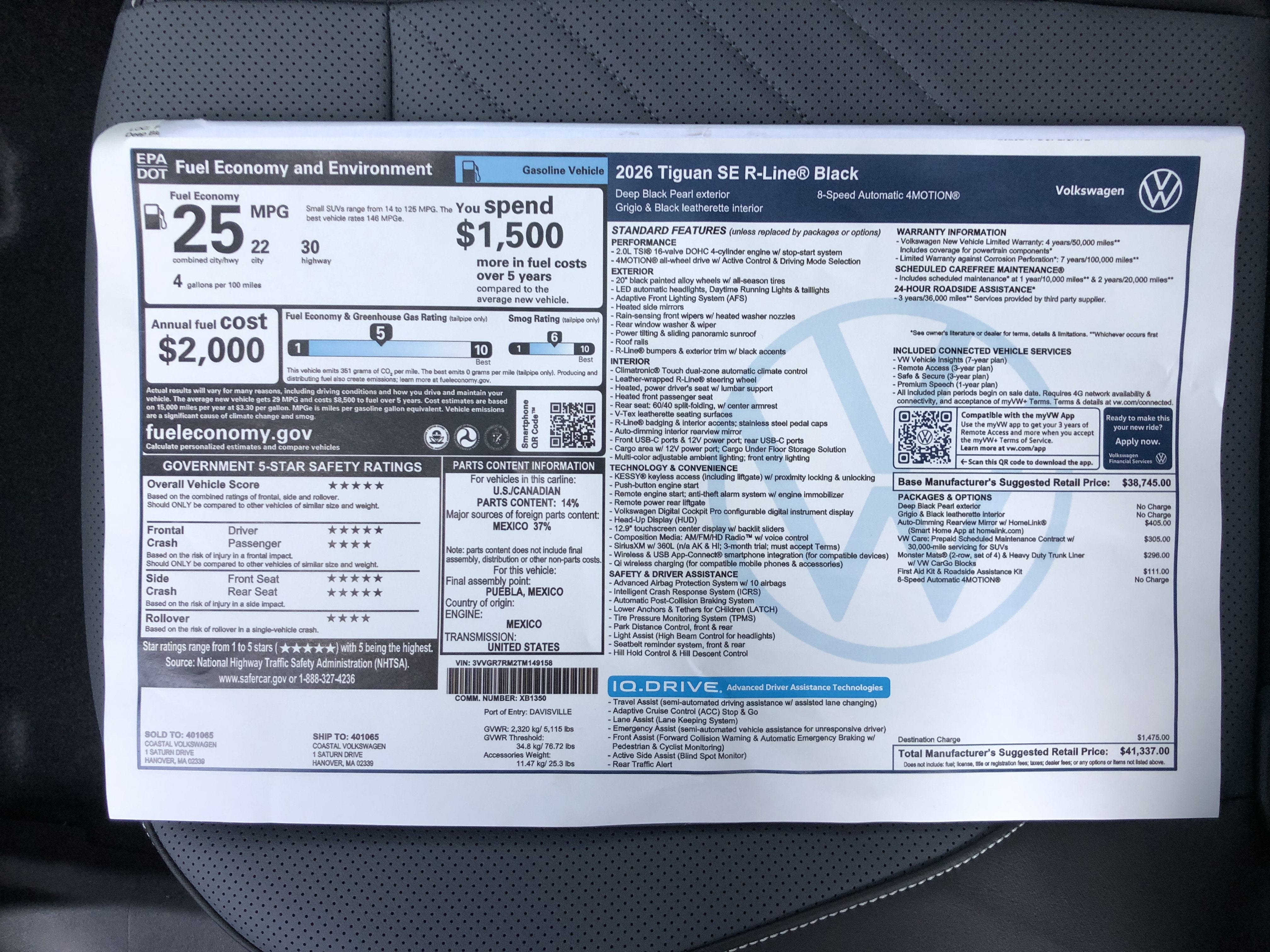 2026 Volkswagen Tiguan SE R-Line Black