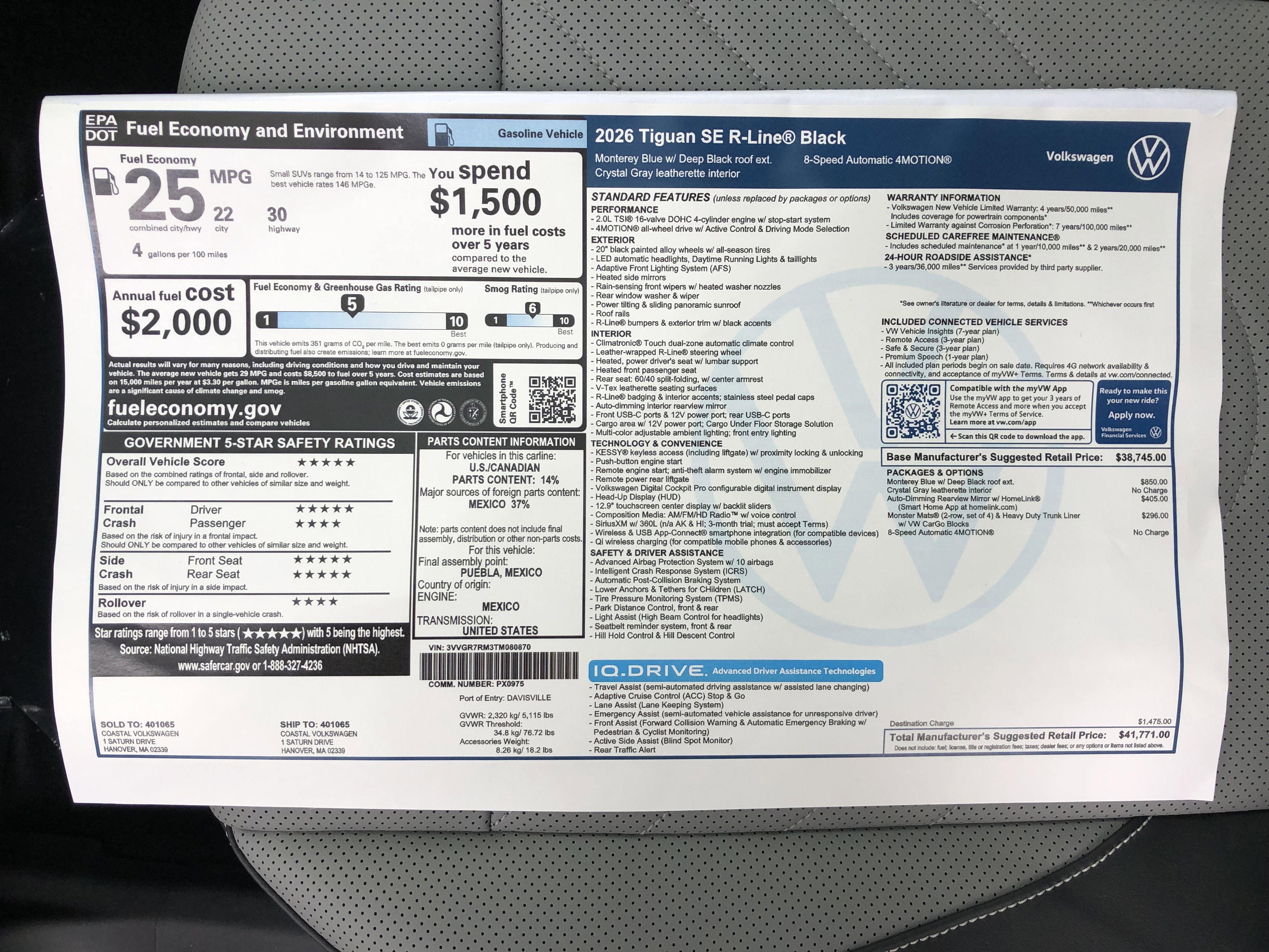 2026 Volkswagen Tiguan SE R-Line Black